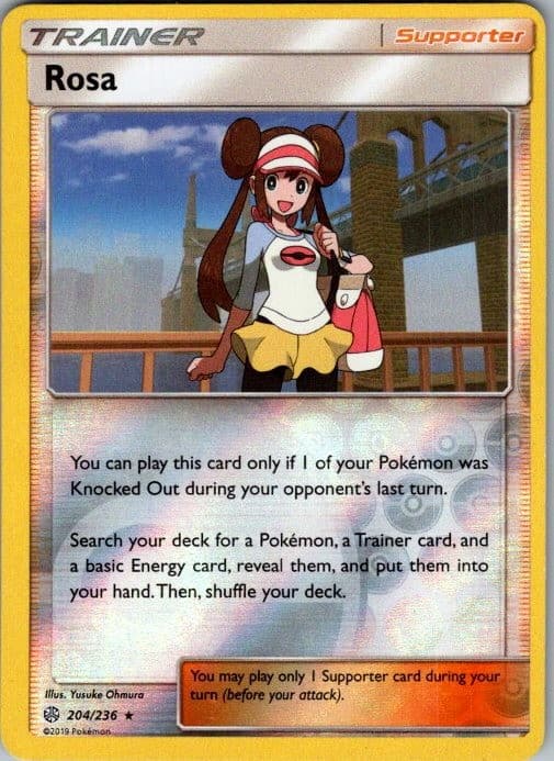 Rosa 204/236 Holo Rare Cosmic Eclipse Pokemon Moderately Played