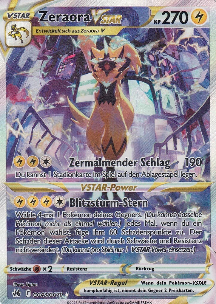 Zeraora-VSTAR GG43/GG70 FULLART Zenit der Könige Pokemon Karte Deutsch
