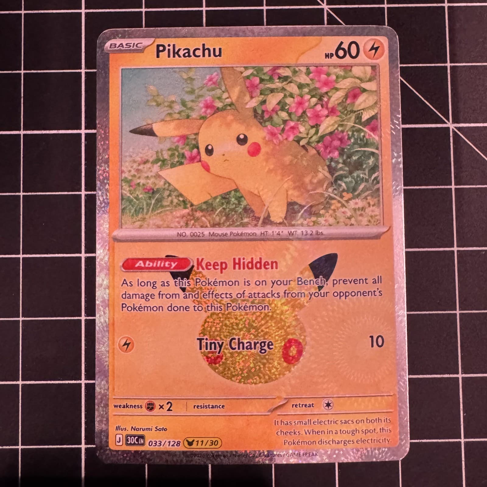 Pikachu 033/128 30th Celebration PR Holo NM Pokémon — English