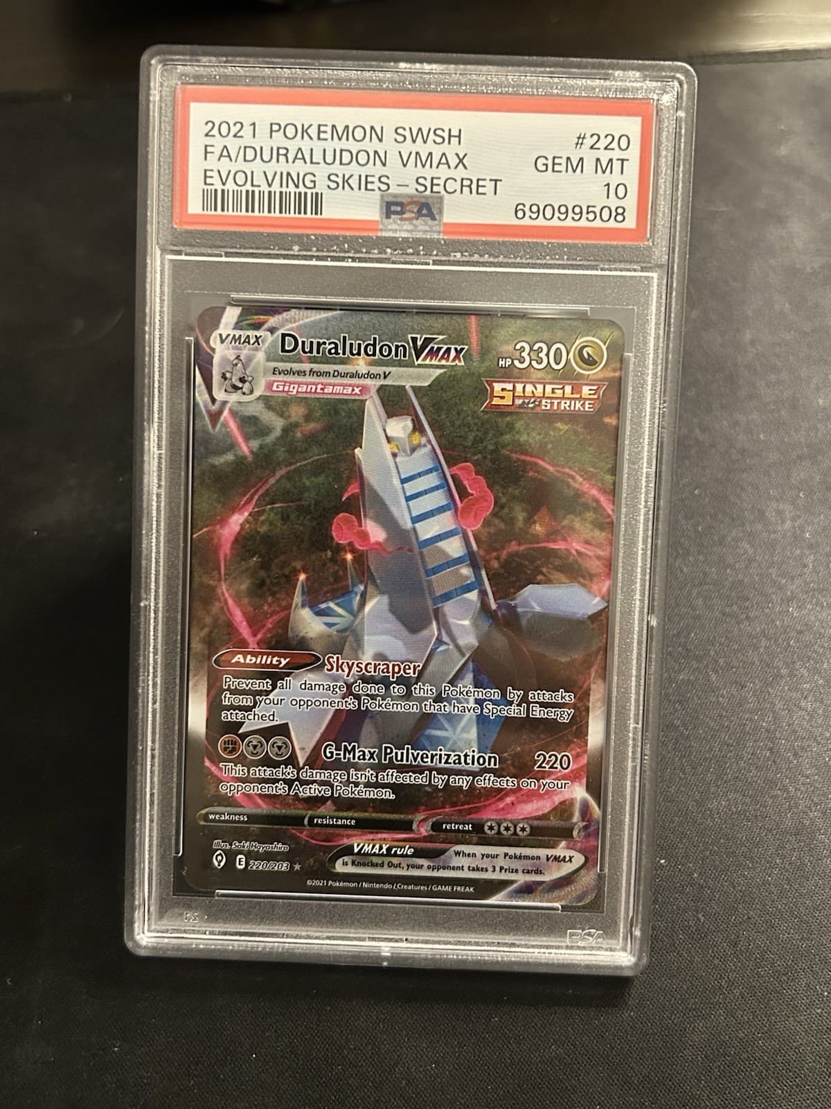 Duraludon VMAX Alternate Art Secret 220/203SWSH07: Evolving Skies PSA 10