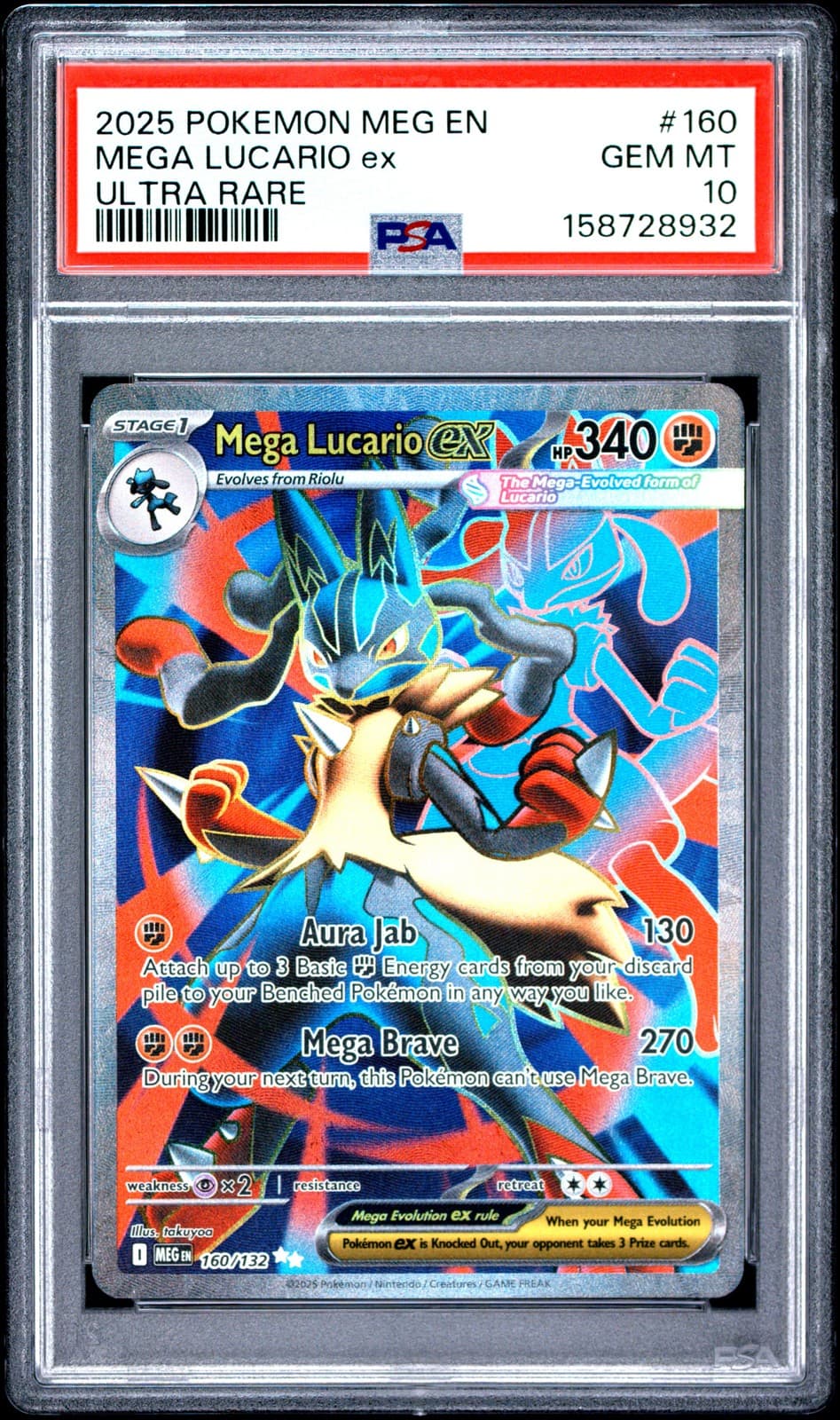 MEGA LUCARIO EX 160/132 ULTRA RARE MEGA EVOLUTION ENGLISH POKEMON PSA 10