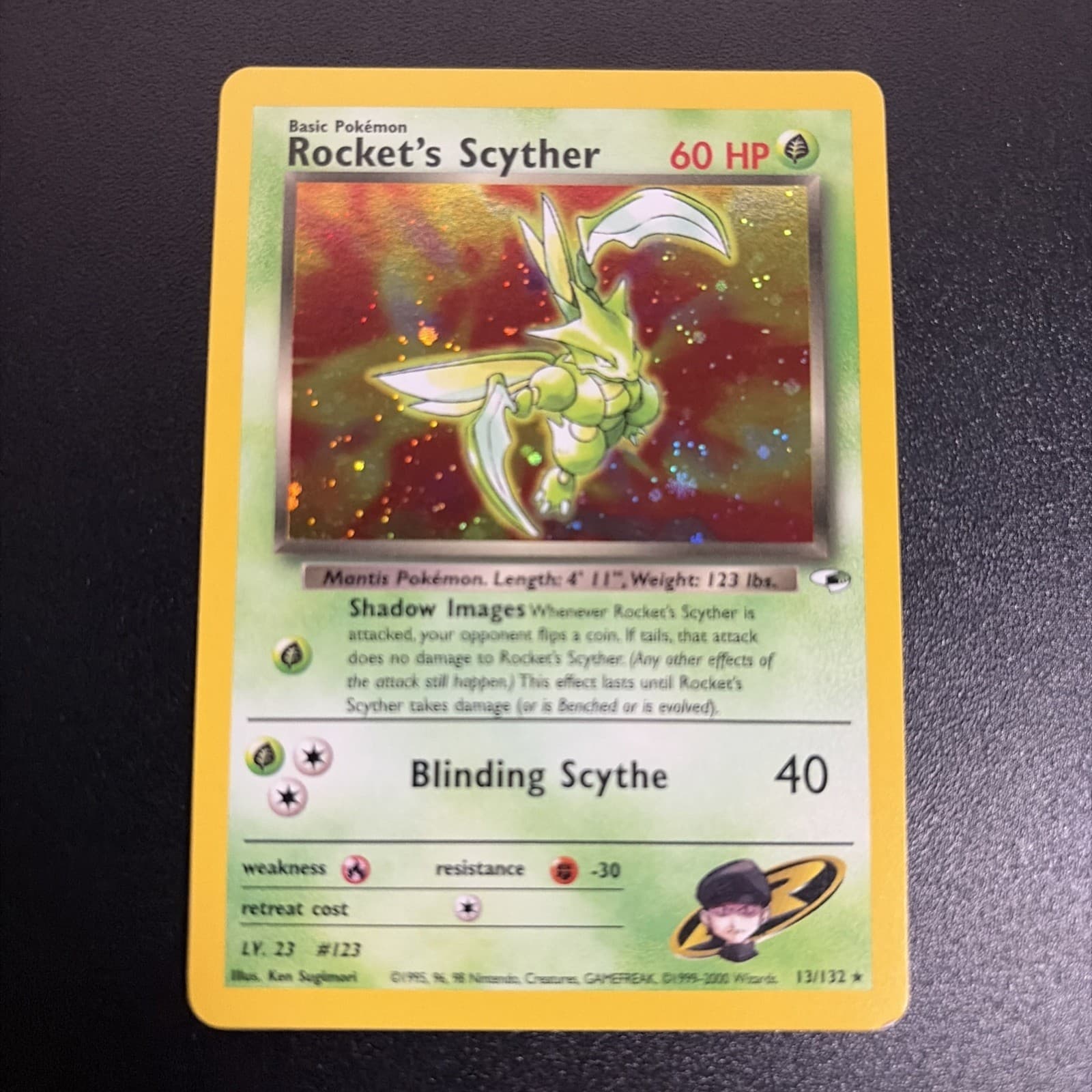 Rocket's Scyther 13/132 Gym Heroes Holo Rare 60 LP Unlimited Pokemon TCG