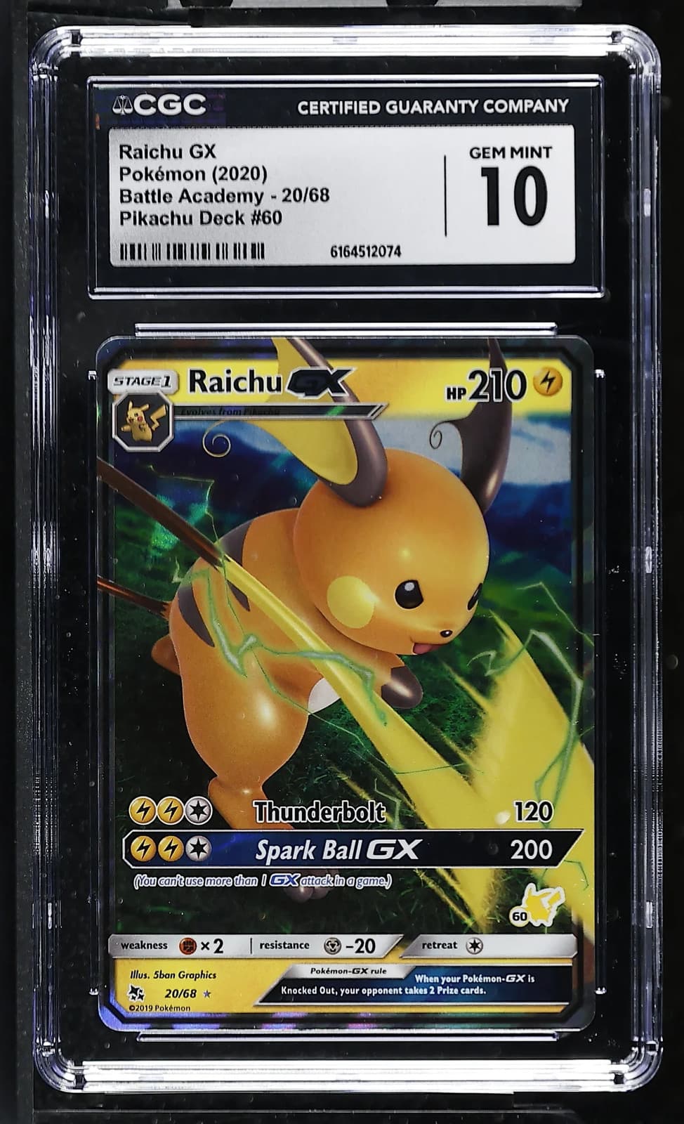 2020 Pokemon Battle Academy Raichu GX #20/68 CGC 10 — photo 1 of 2