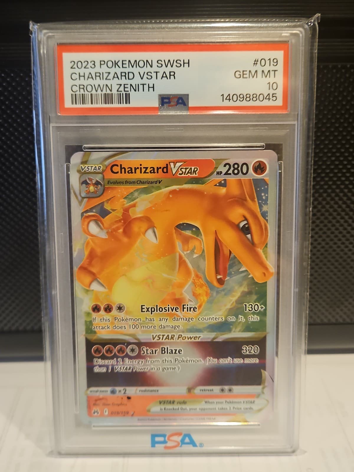 2023 POKEMON CHARIZARD VSTAR #019 SWORD AND SHIELD CROWN ZENITH PSA 10