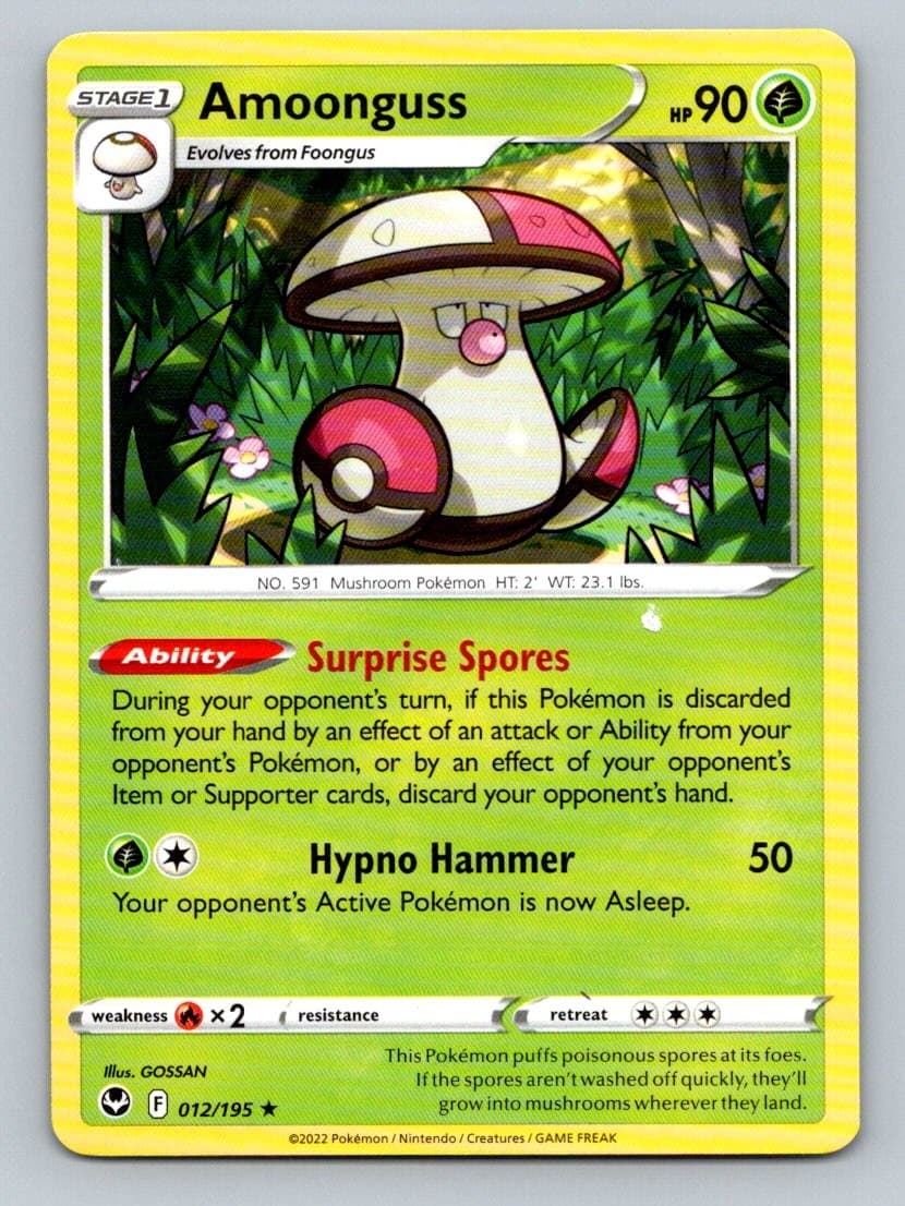 Pokemon Amoonguss SWSH12: Silver Tempest 012/195 Near Mint NM