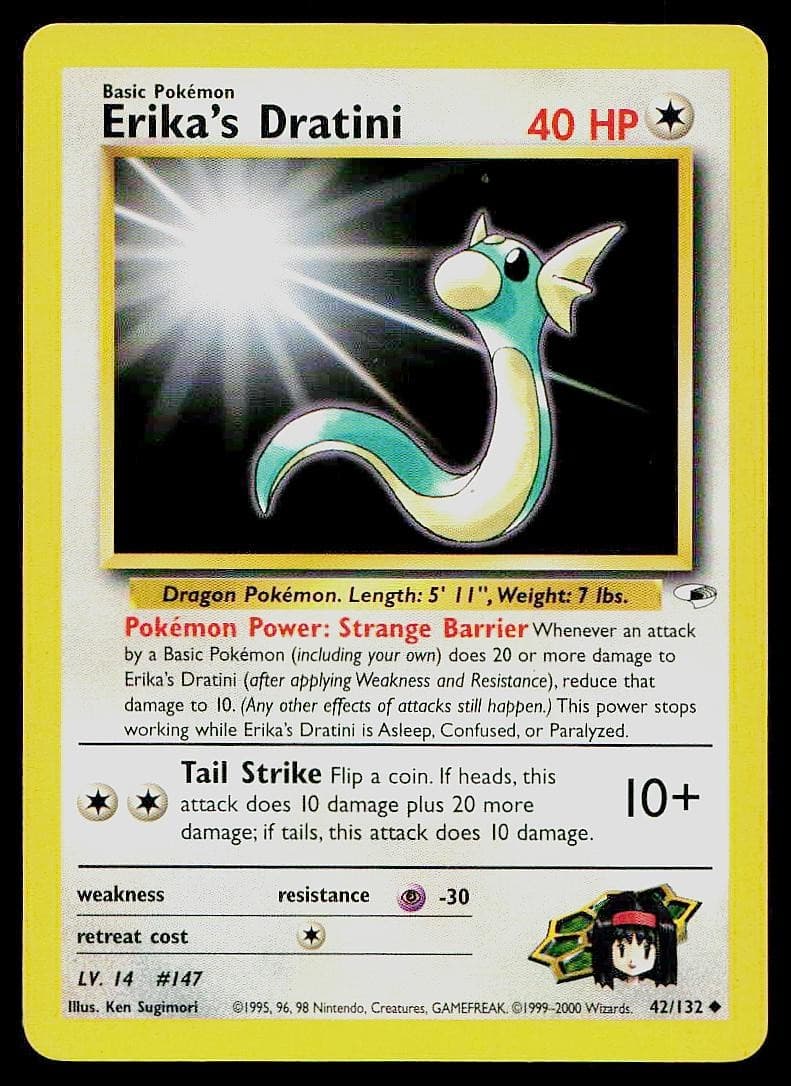 Pokemon Card Gym Heroes Erika's Dratini 42/132 Unlimited Uncommon