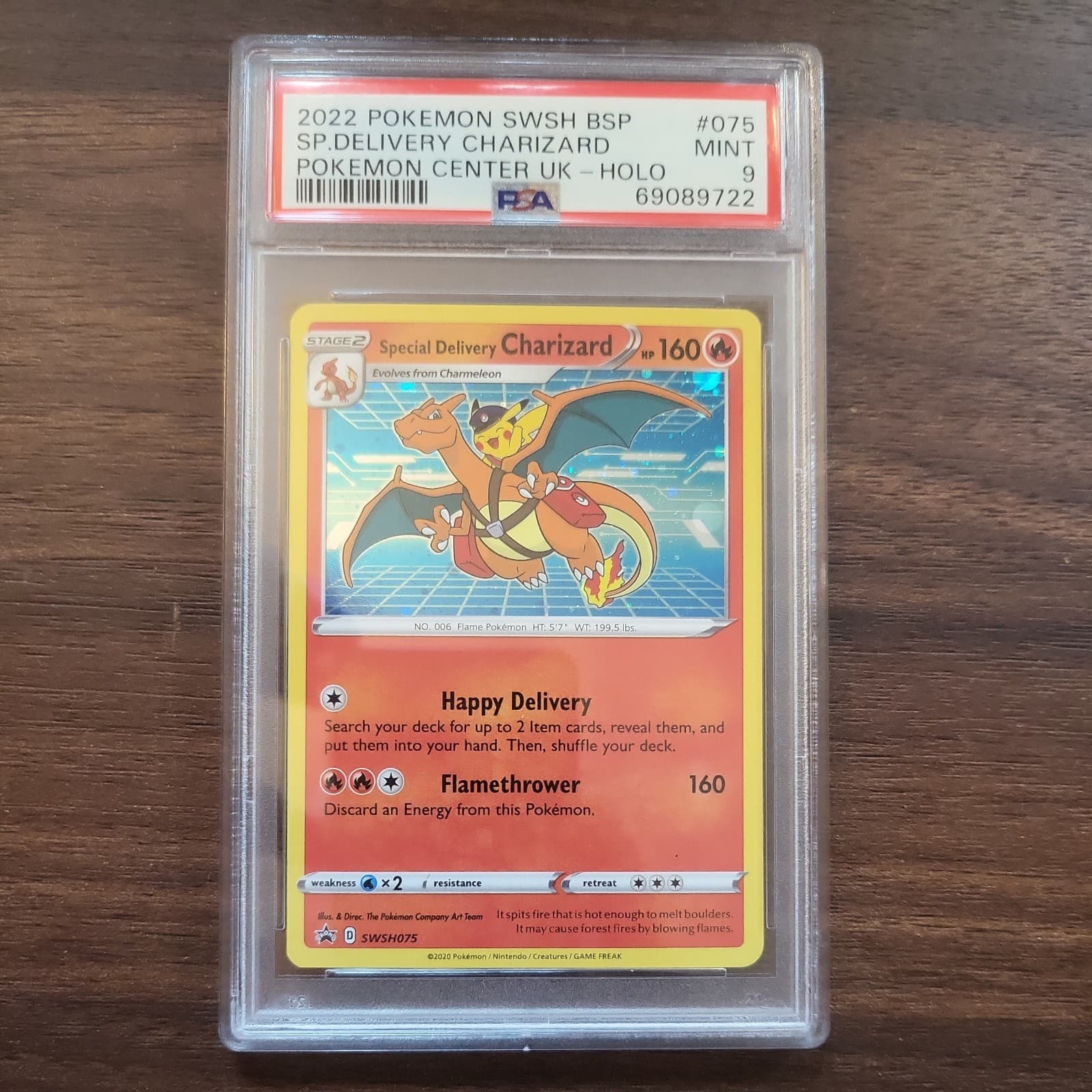 2022 POKEMON #SWSH075 SPECIAL DELIVERY CHARIZARD POKEMON CENTER PC UK HOLO PSA 9