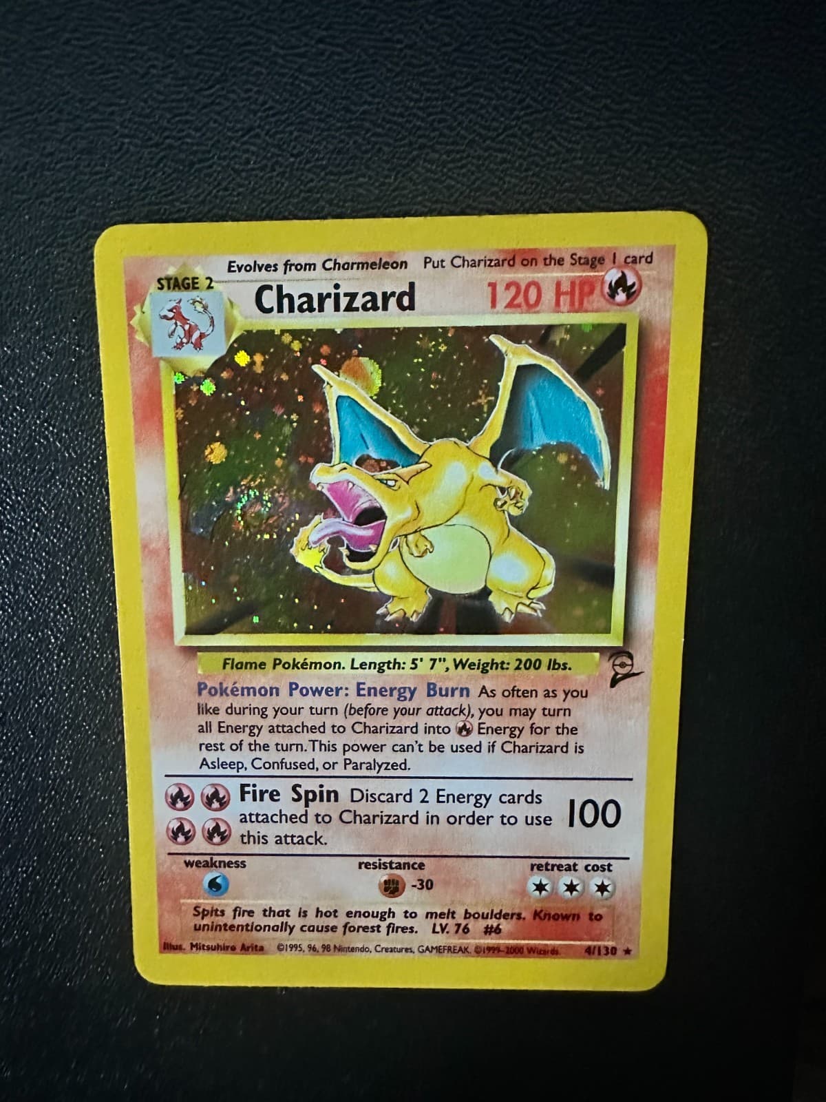 Charizard 4/130 Holo Base Set 2 Pokemon Sickest Fire Blast Swirl!!