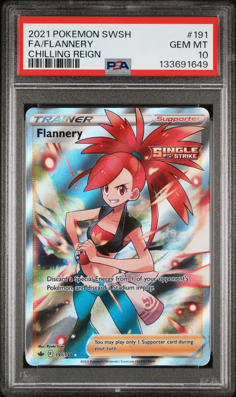 2021 POKEMON SWORD & SHIELD CHILLING REIGN #191 FULL ART/FLANNERY PSA 10
