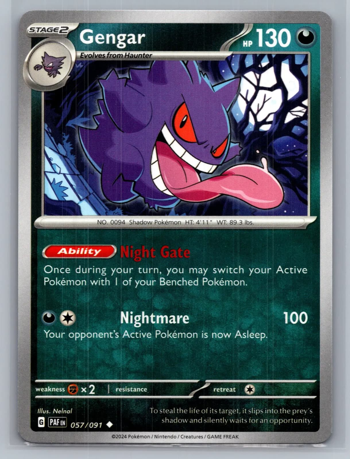 Gengar #57/91 2024 Paldean Fates Pokemon TCG