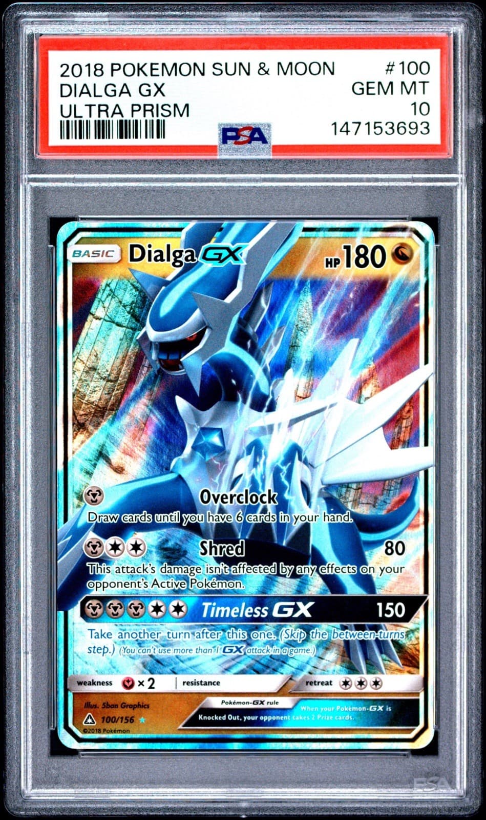 The Pokémon Company Dialga GX 100/156 Ultra Prism Ultra Rare Holo PSA 10 low pop