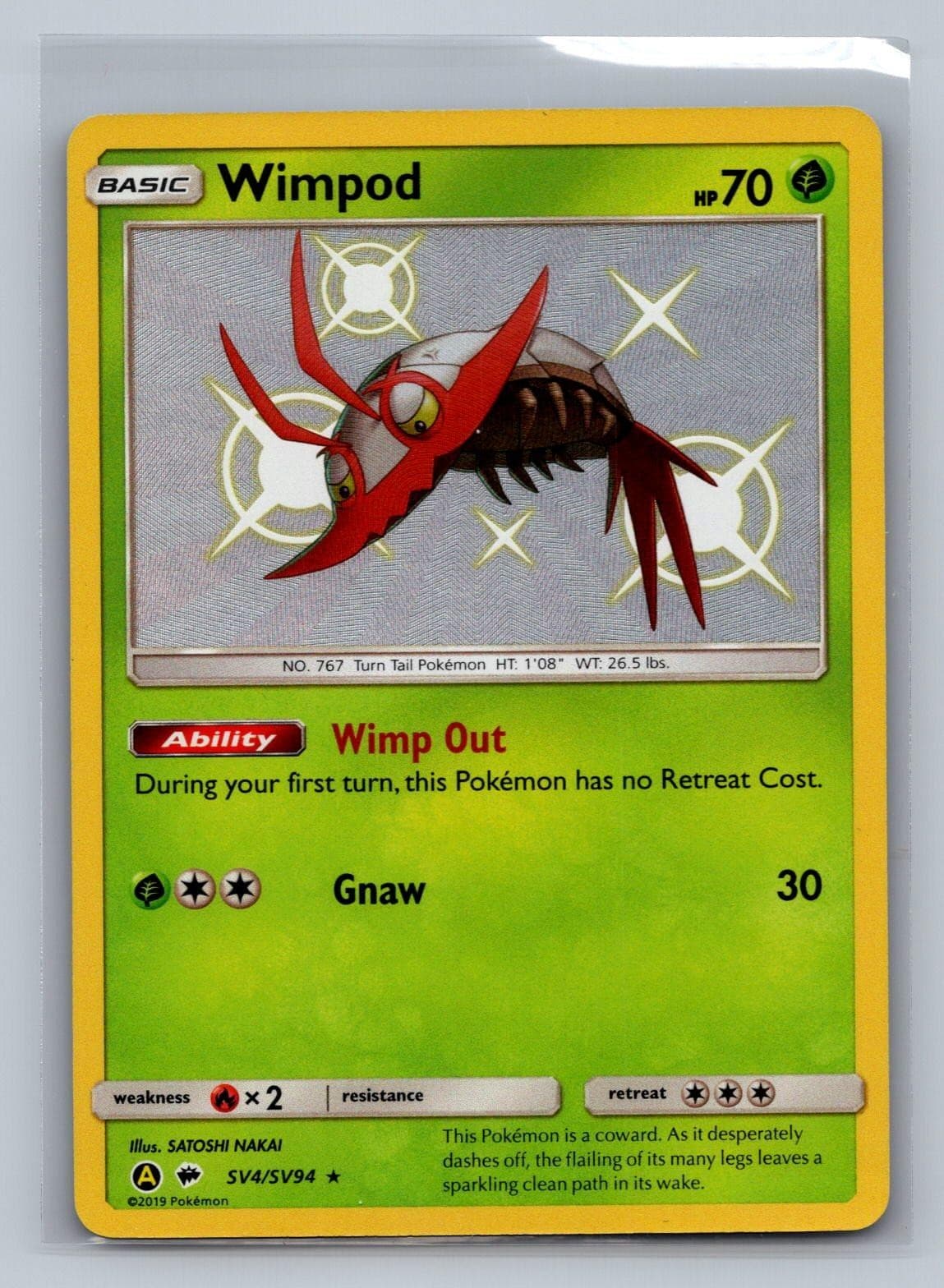 Wimpod SV4/SV94 Shiny Rare Hidden Fates Shiny Vault Pokemon Holo Near Mint