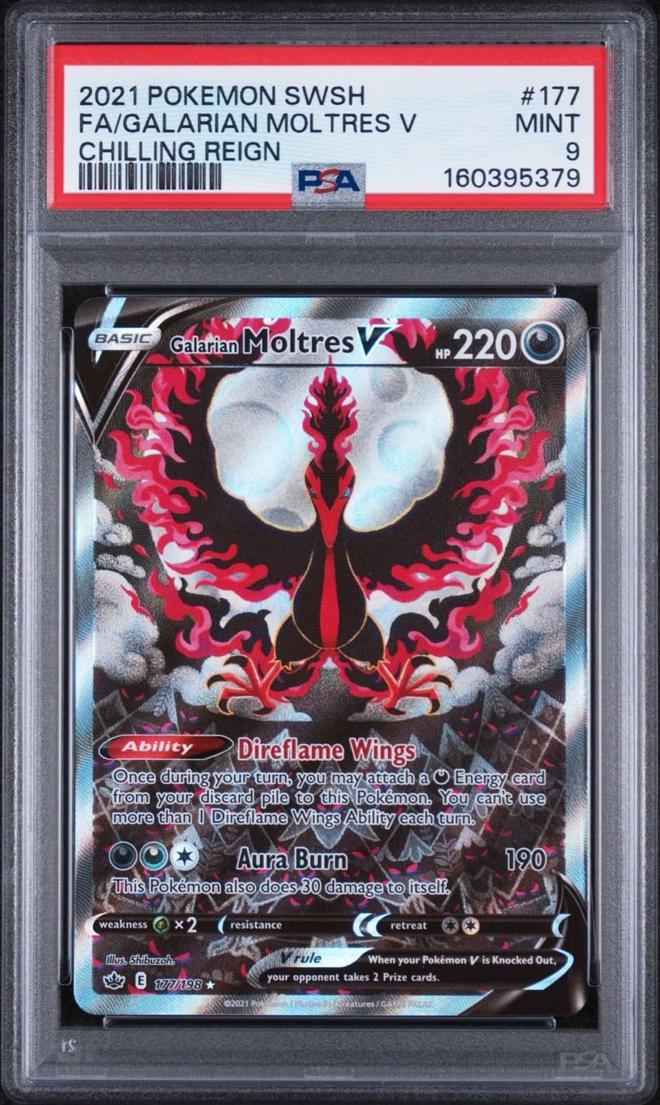 *PSA 9* Galarian Moltres V 177/198 Ultra Rare Alt Art Pokémon Chilling Reign