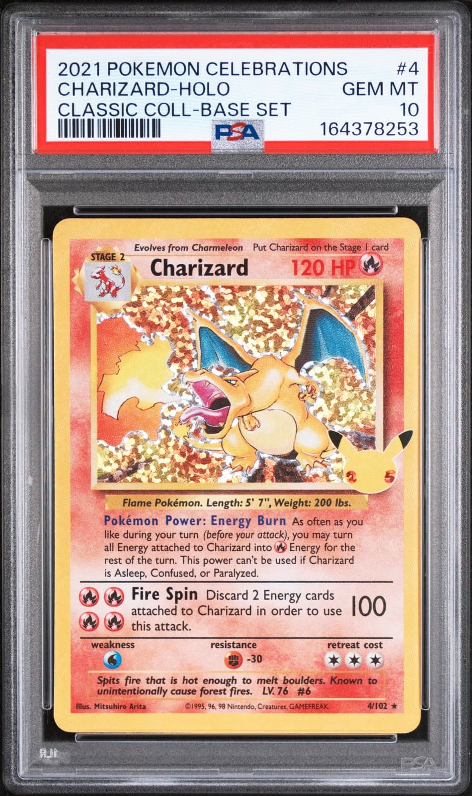 2021 POKEMON CELEBRATIONS CLASSIC COLLECTION #4 CHARIZARD-HOLO PSA 10