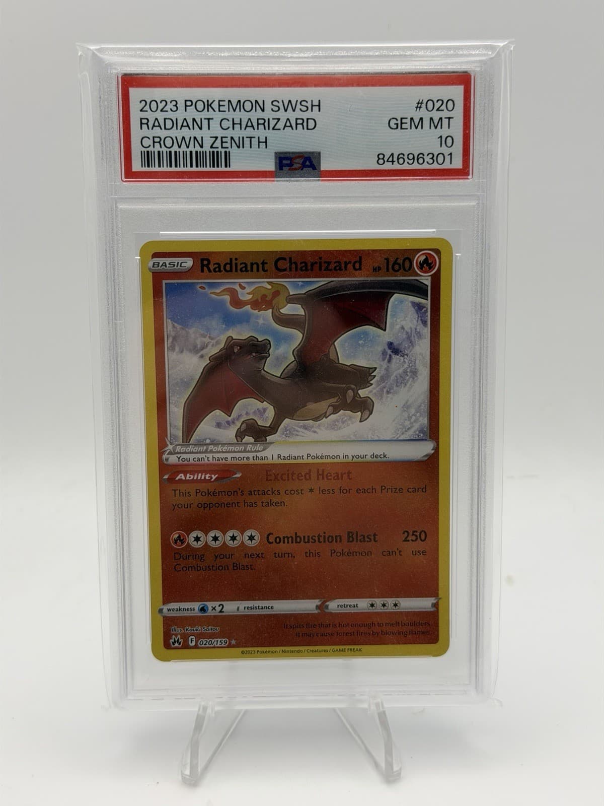 Radiant Charizard 020/159 SWSH: Crown Zenith Holo PSA 10