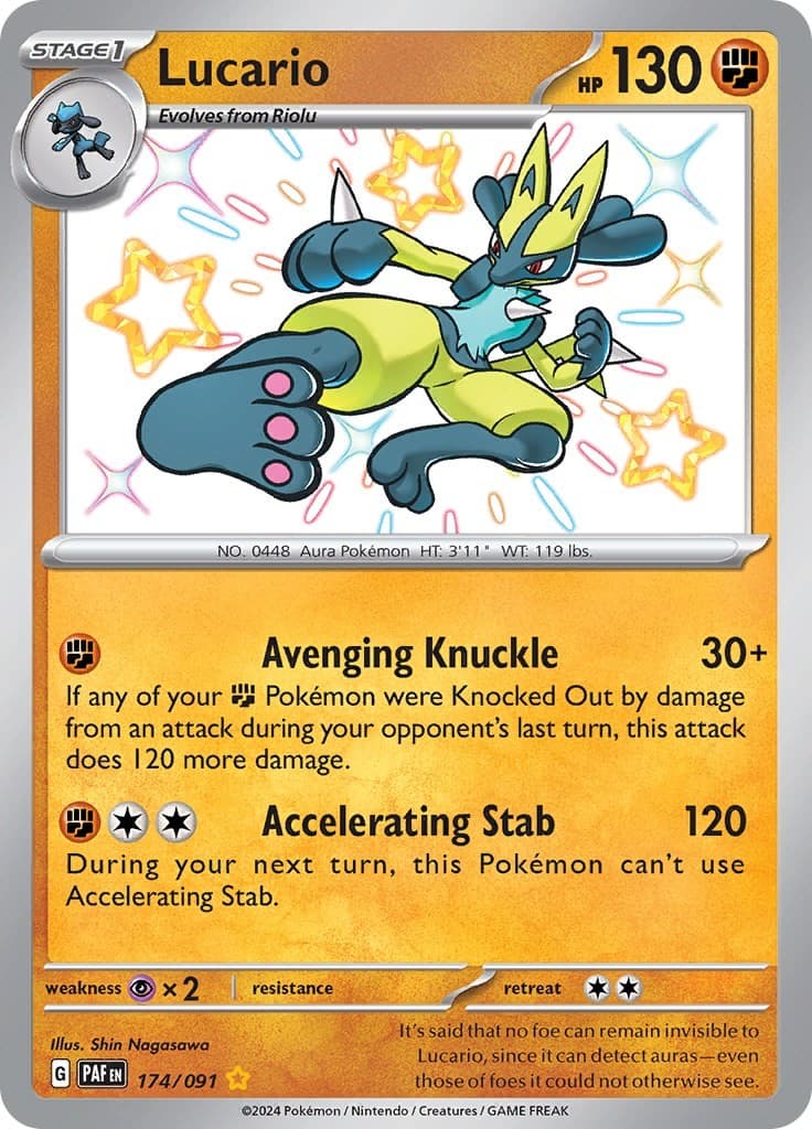 Lucario Holo SV: Paldean Fates 174/091 NM Pokemon