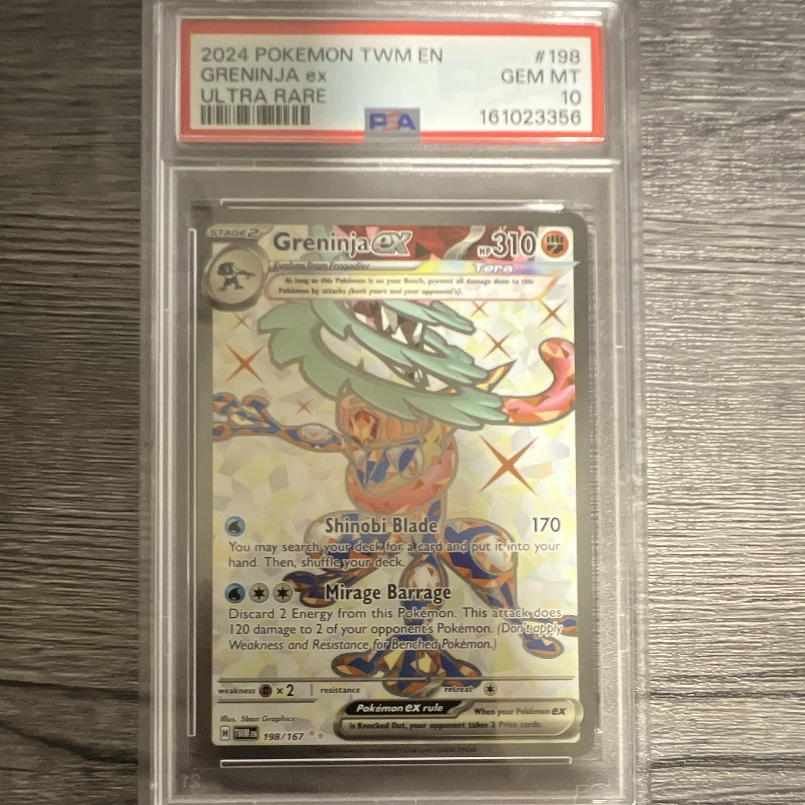 Pokemon Greninja ex 198/167 SV06 Twilight Masquerade Ultra Rare Holo PSA 10