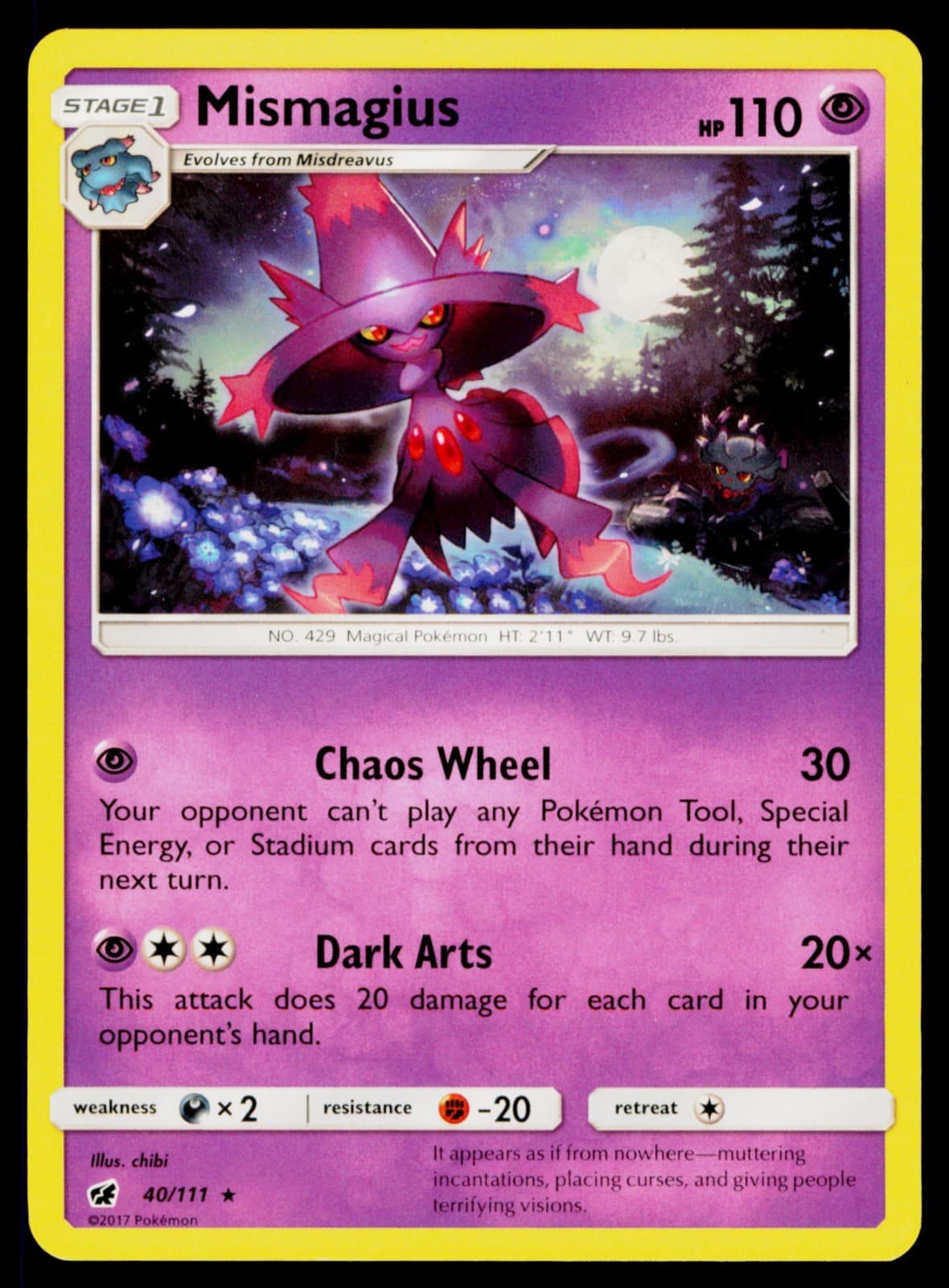 Mismagius - 40/111 Rare Pokemon SM - Crimson Invasion NM