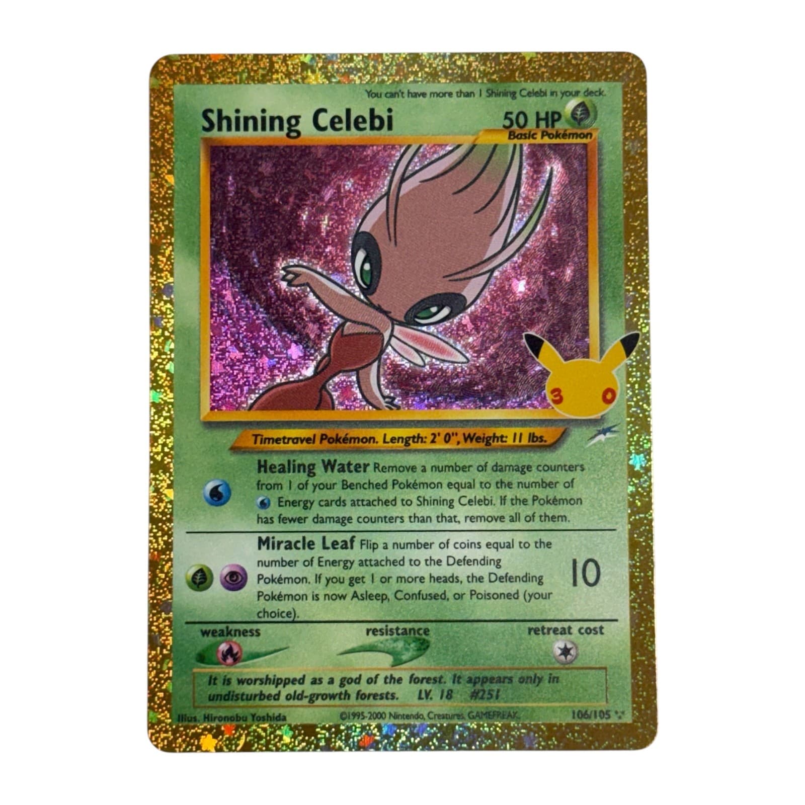 Shining Celebi Pokemon 30th Celebration Gold Border Classic Collection 106/105