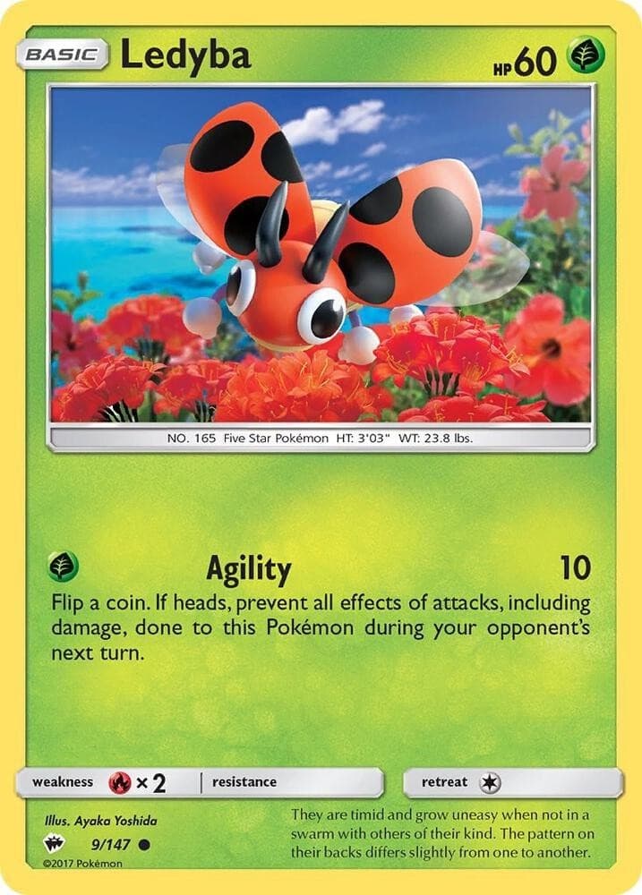 Ledyba 9/147 Common Burning Shadows Pokemon Heavily Played