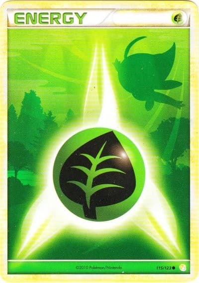 1x Grass Energy - 115/123 - Common Heavily Played Pokemon HGSS - Heartgold Souls