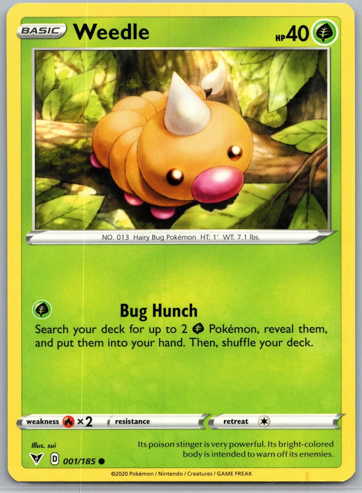 Weedle Vivid Voltage 001/185 Common Pokémon — English Near Mint