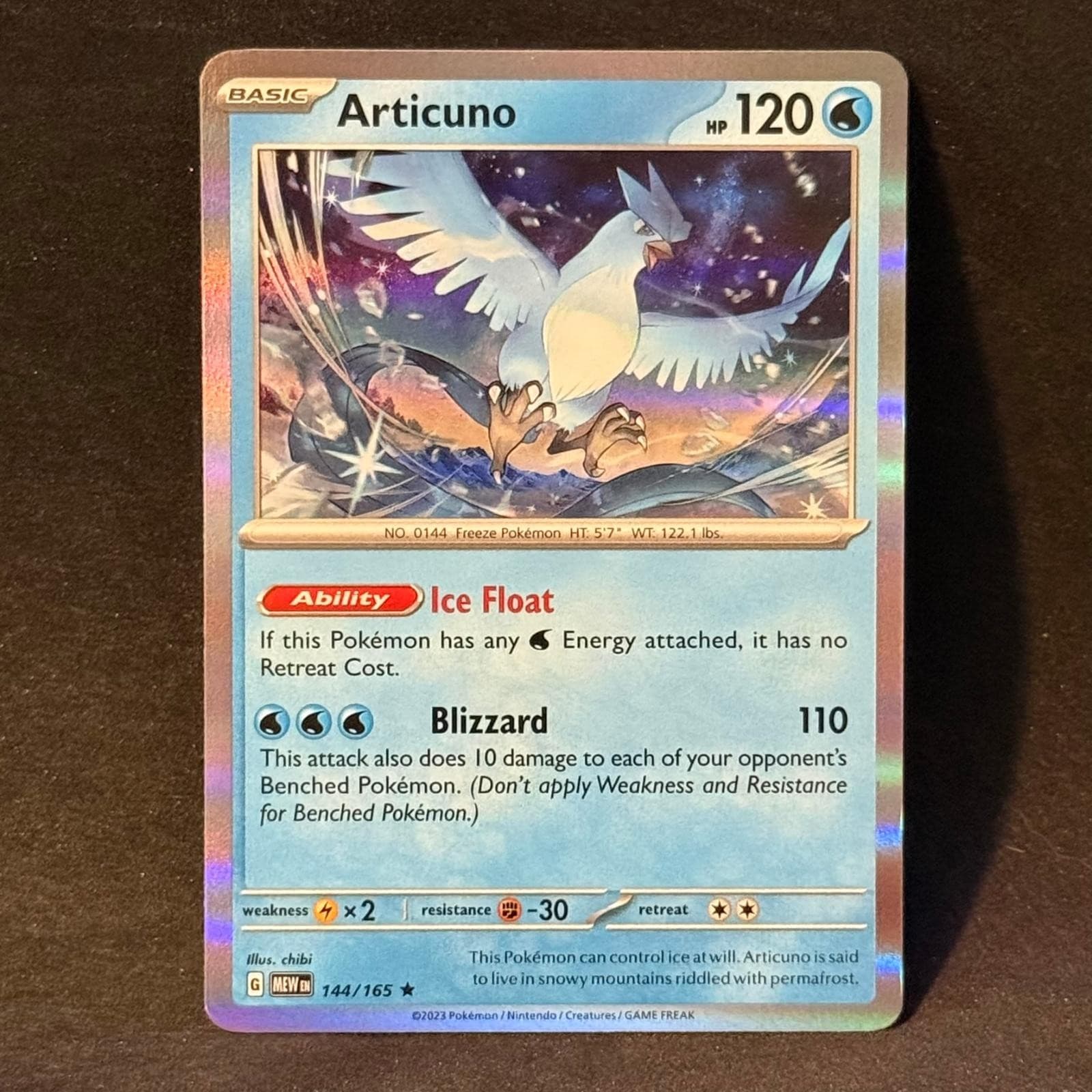 Articuno 144/165 Rare 151 Pokemon Holo Near Mint