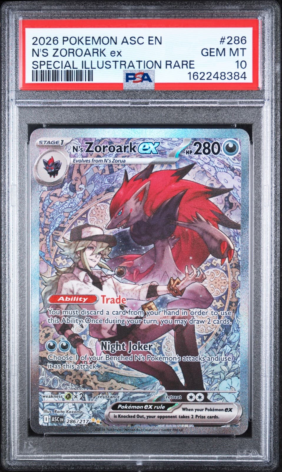 2026 POKEMON ASC EN-ASCENDED HEROES #286 N'S ZOROARK EX PSA 10