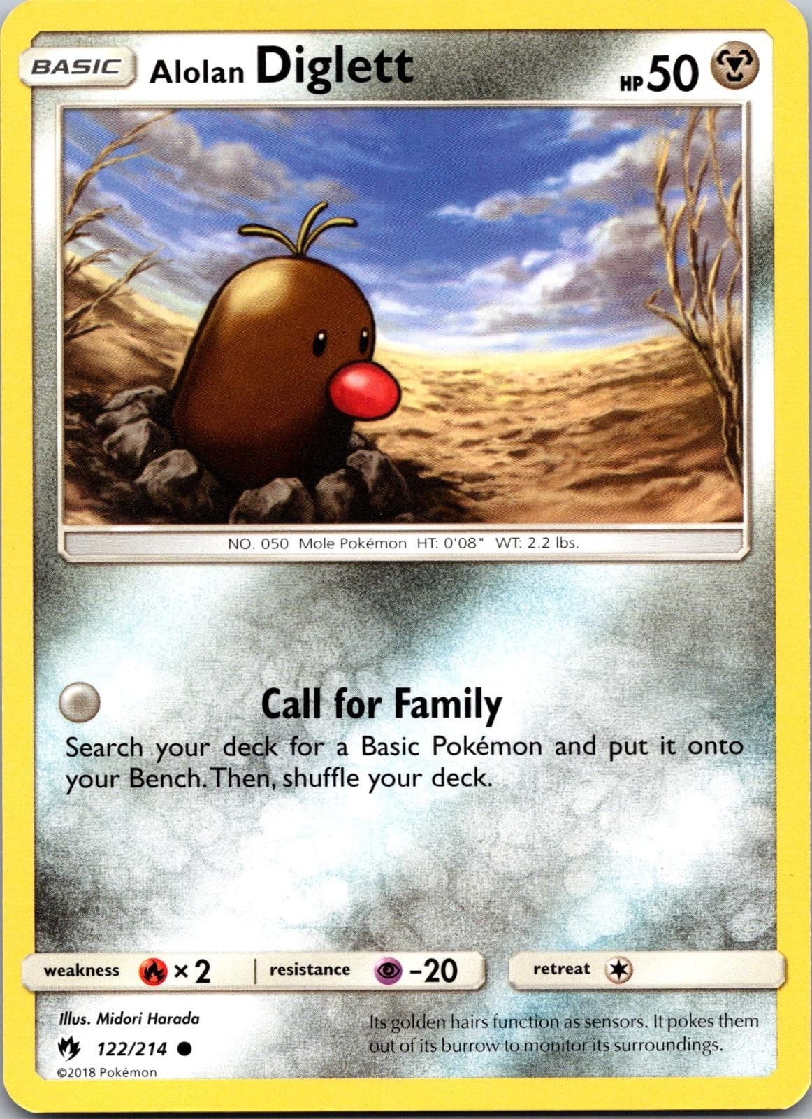 2018 Pokemon Lost Thunder Alolan Diglett 122/214 Common Near Mint