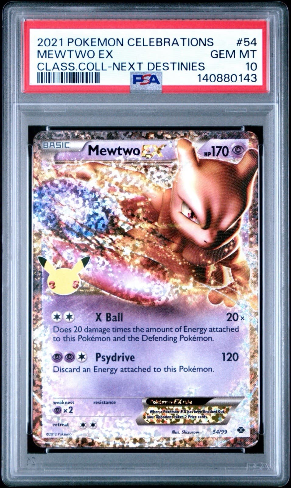 2021 POKEMON CELEBRATIONS CLASSIC COLLECTION #54 MEWTWO EX PSA 10