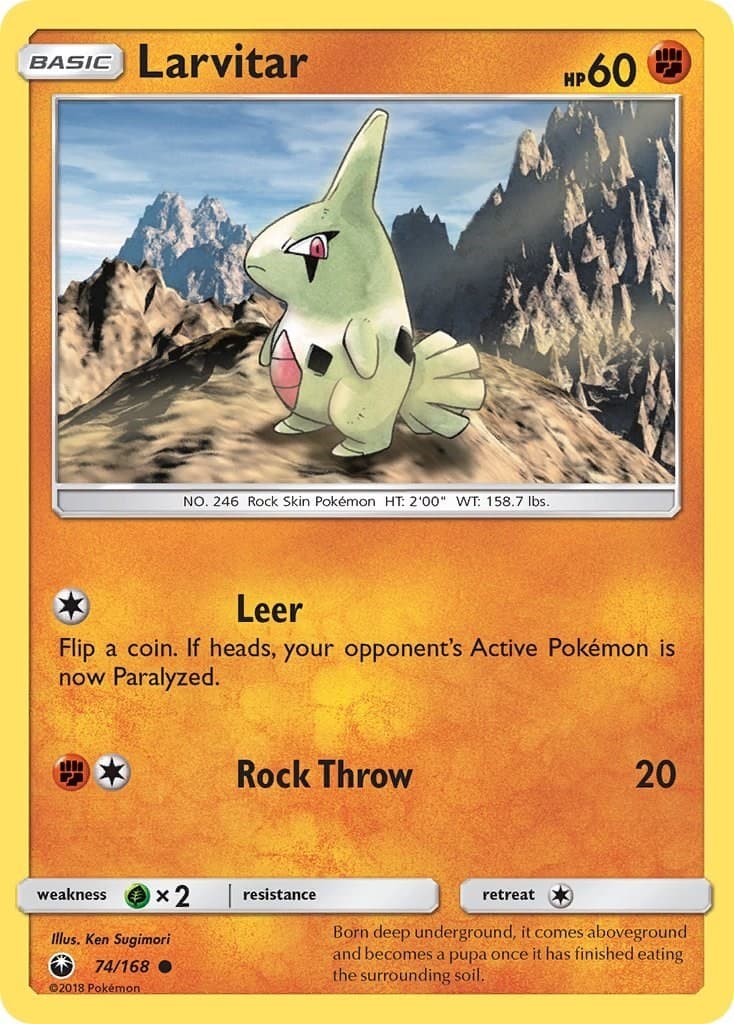 Larvitar 74/168 Pokemon SM - Celestial Storm NM EN Ken Sugimori