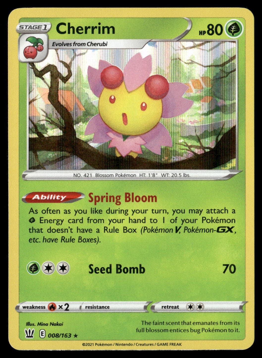 Cherrim 008/163 Holo Rare Battle Styles Pokemon NM/M