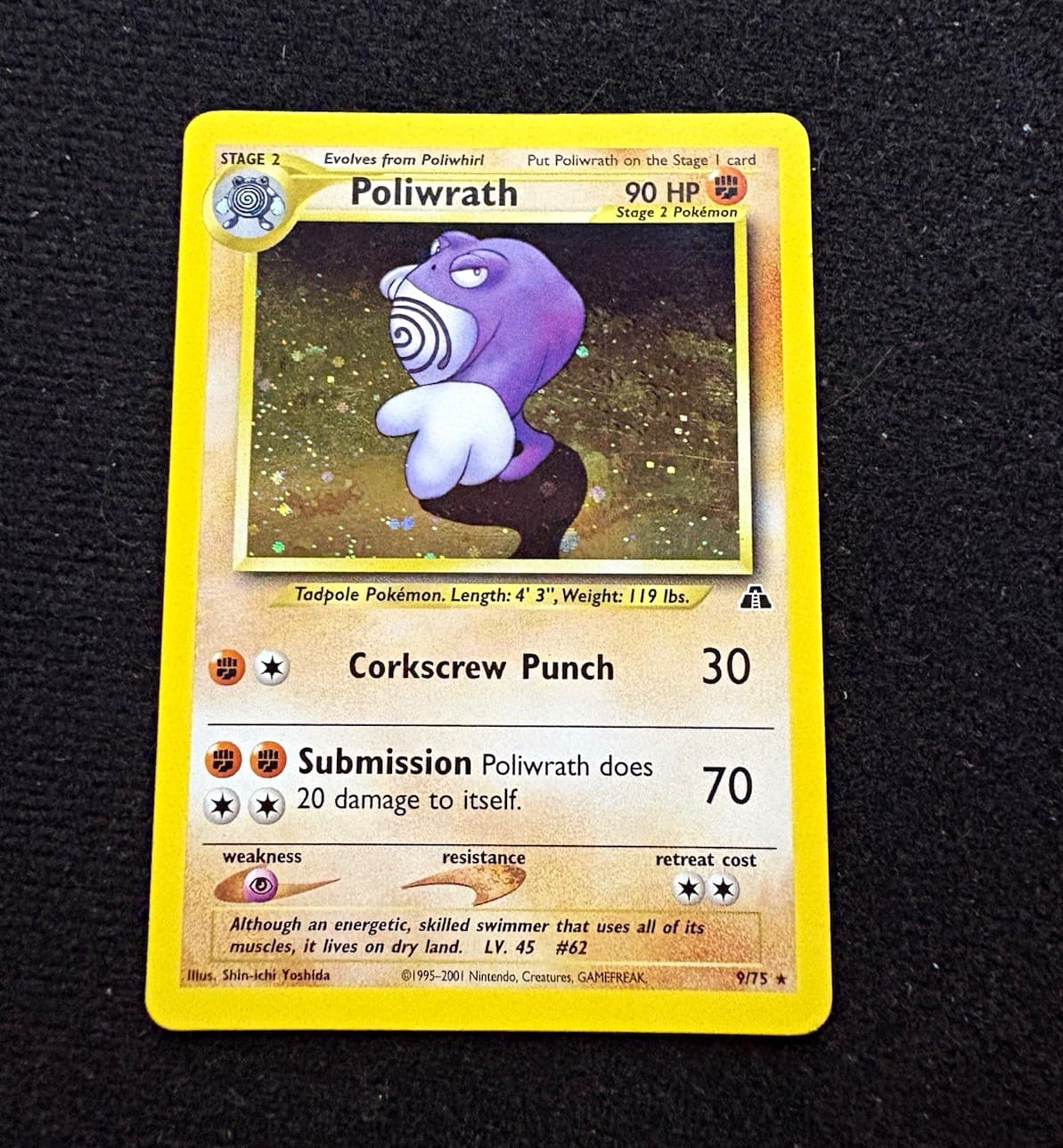 Poliwrath 9/75 Neo Discovery Holo Rare Unlimited 90 HP English Pokemon TCG