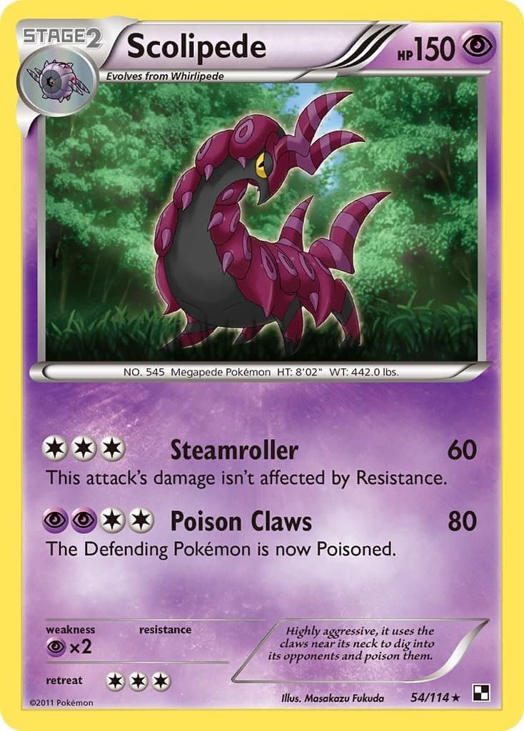 Pokemon Scolipede BLW Black and White 54/114 NM R EN