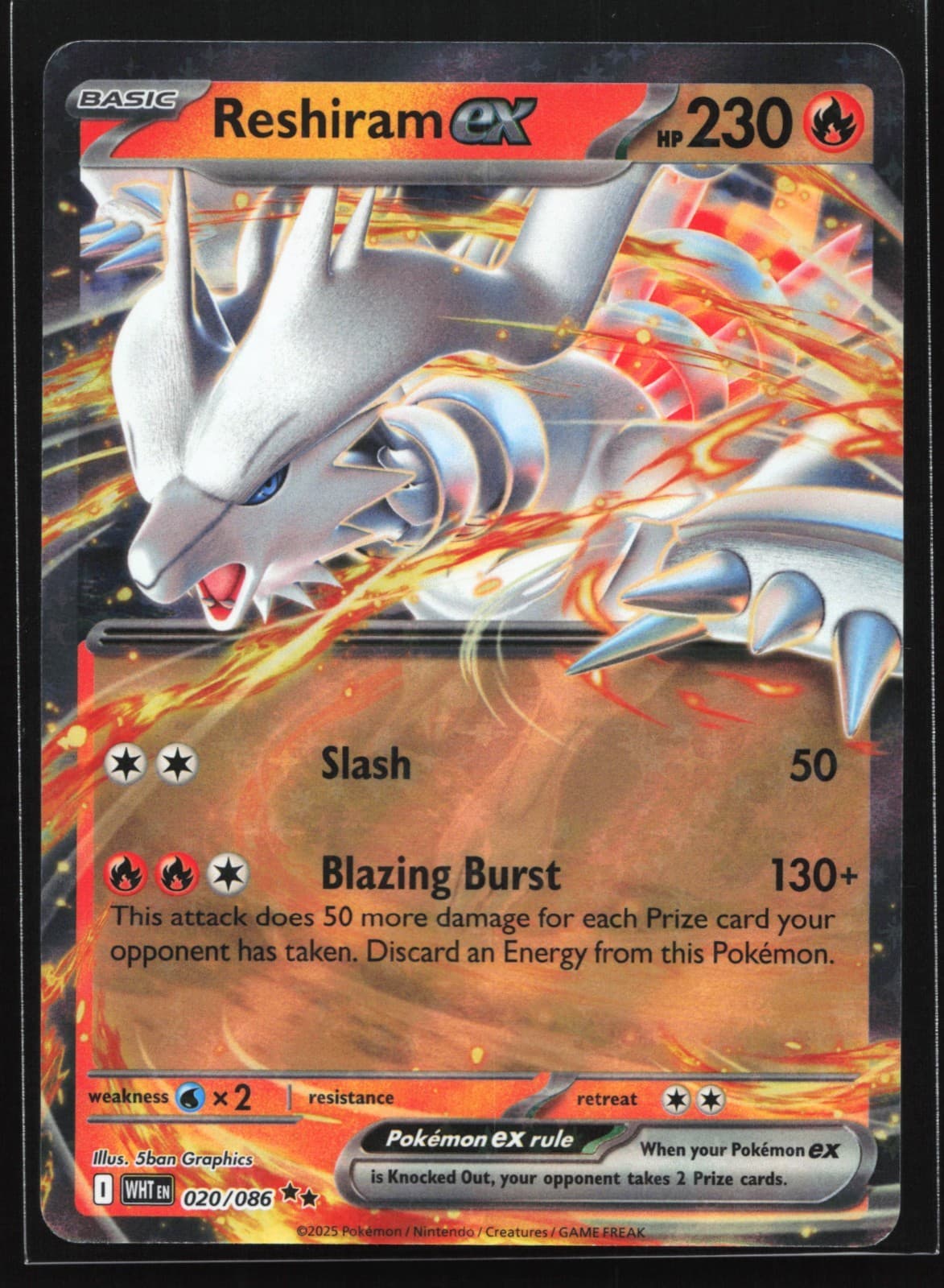 Pokemon Reshiram ex 020/086 White Flare Double Rare Holo NM