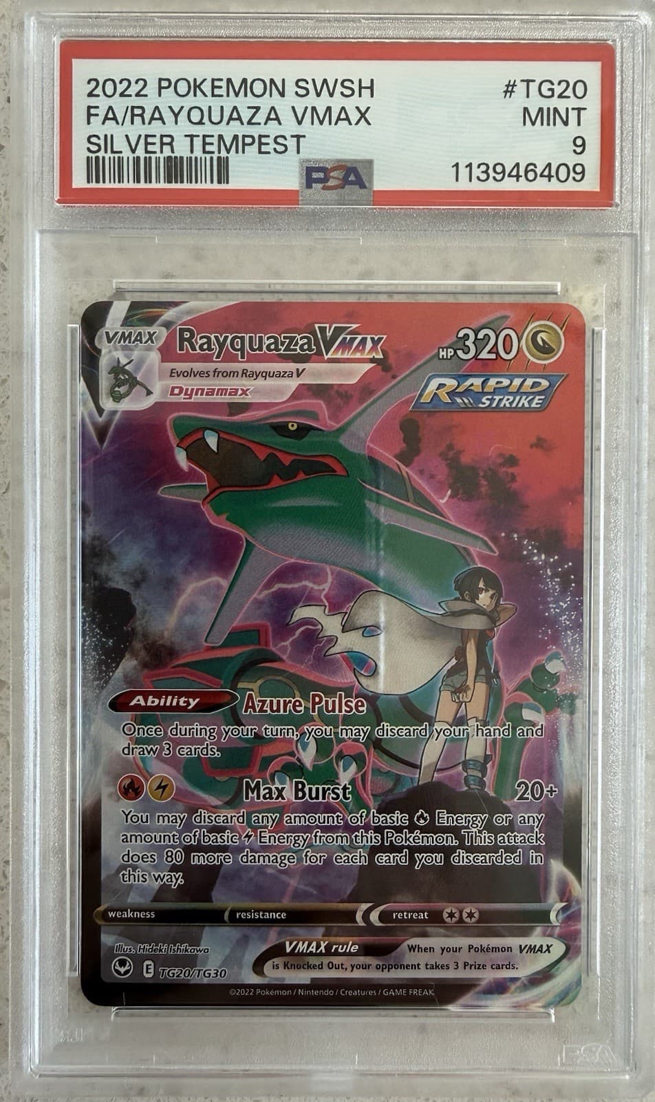 Pokémon Rayquaza VMAX TG20/TG30 Silver Tempest PSA 9 Ultra Rare Full Art Holo