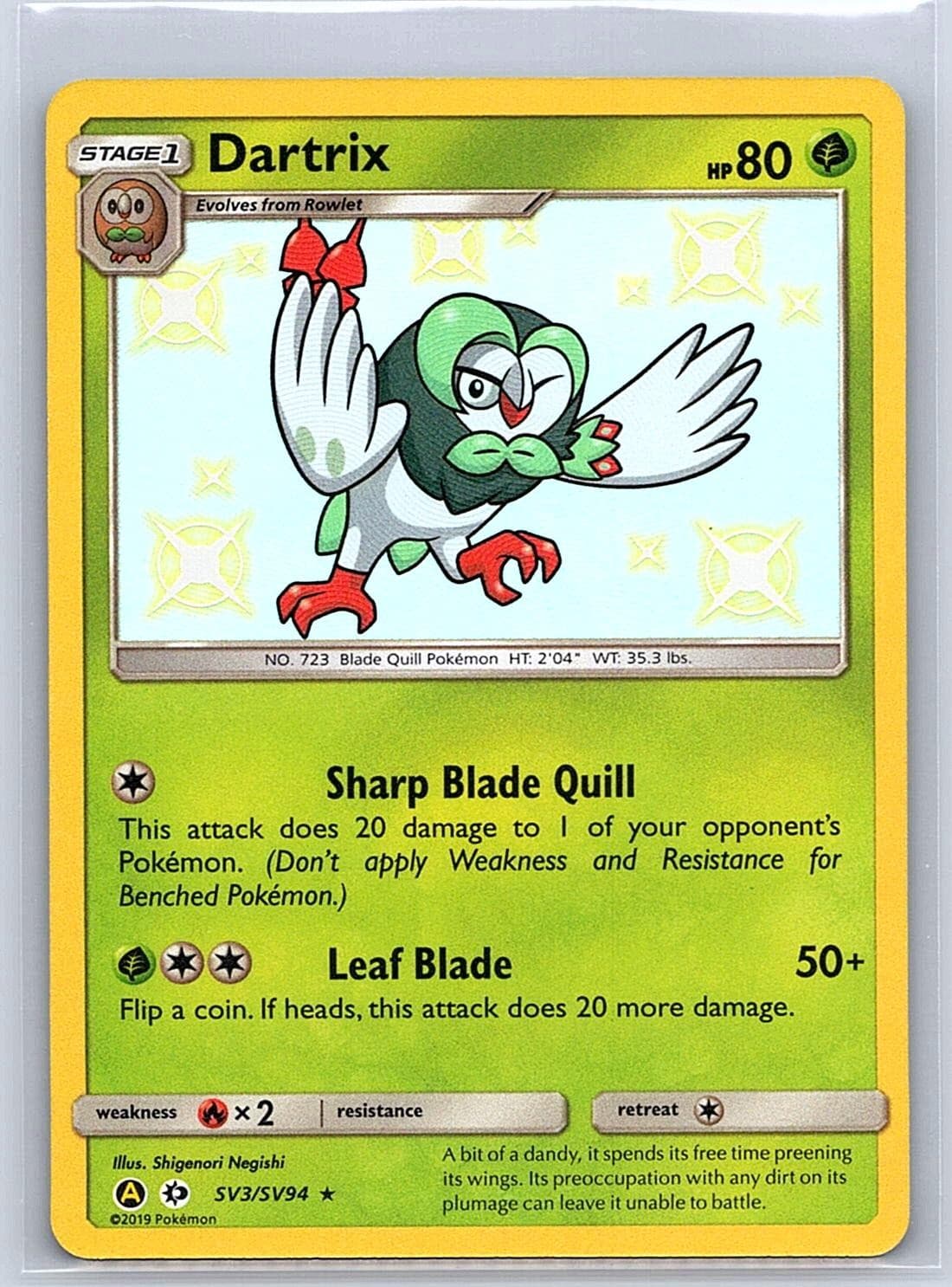 Dartrix Hidden Fates: Shiny Vault SV3/SV94 Holo