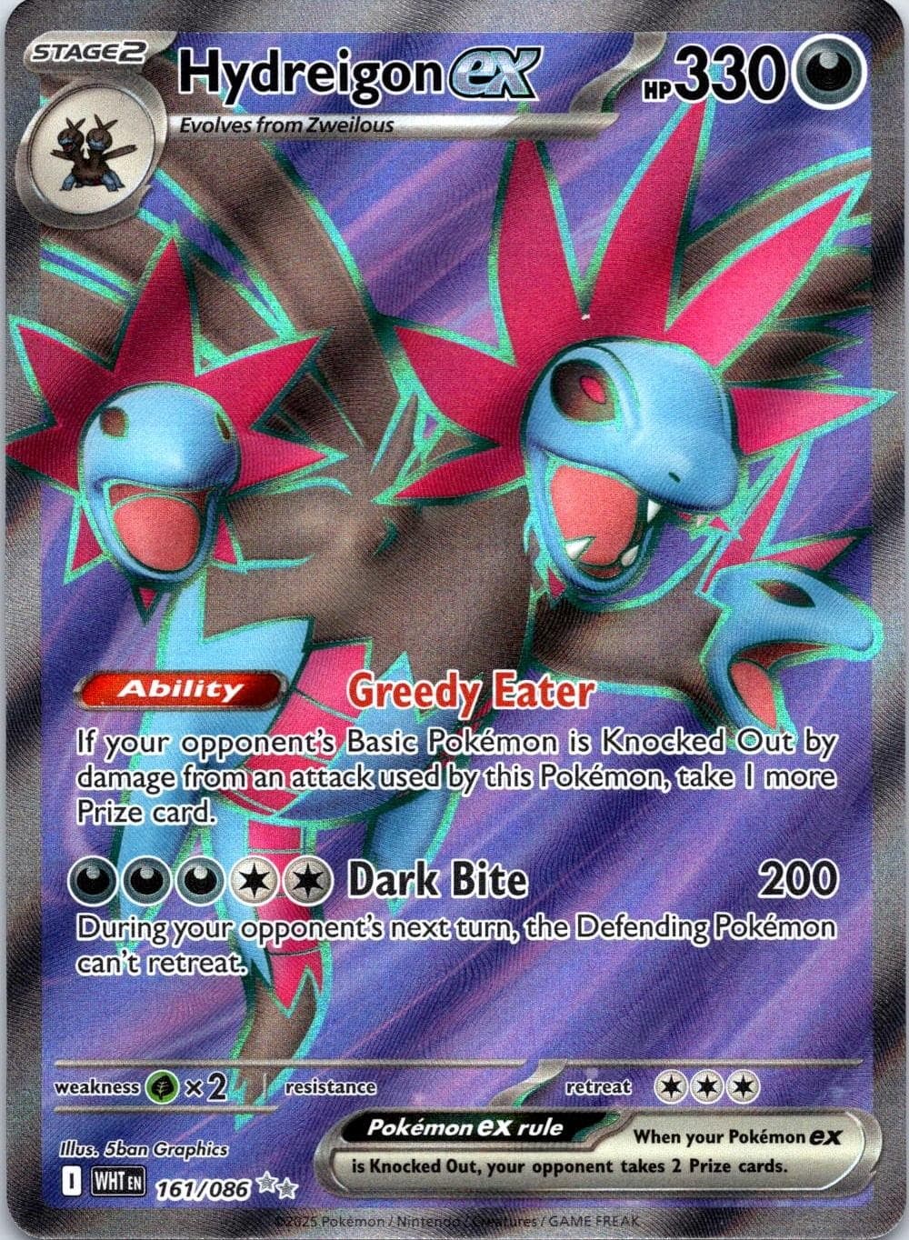 Hydreigon ex 161/086 Holo Ultra Rare White Flare Pokemon Near Mint