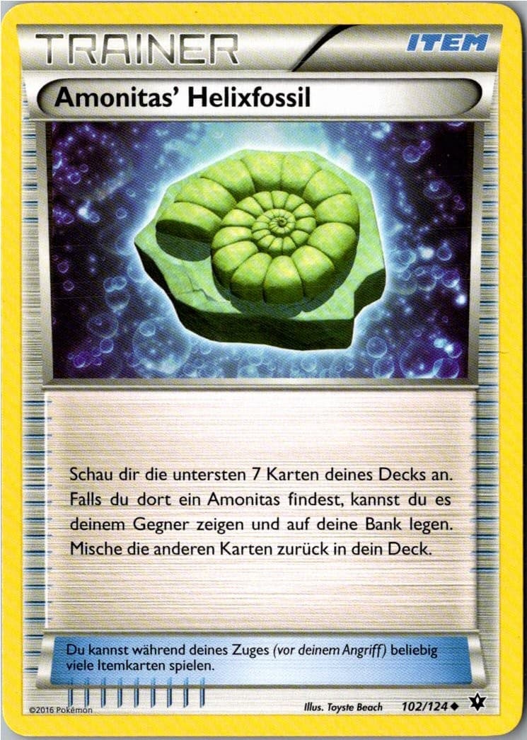 Pokemon Amonitas Helixfossil 102/124 Schicksalsschmiede Deutsch