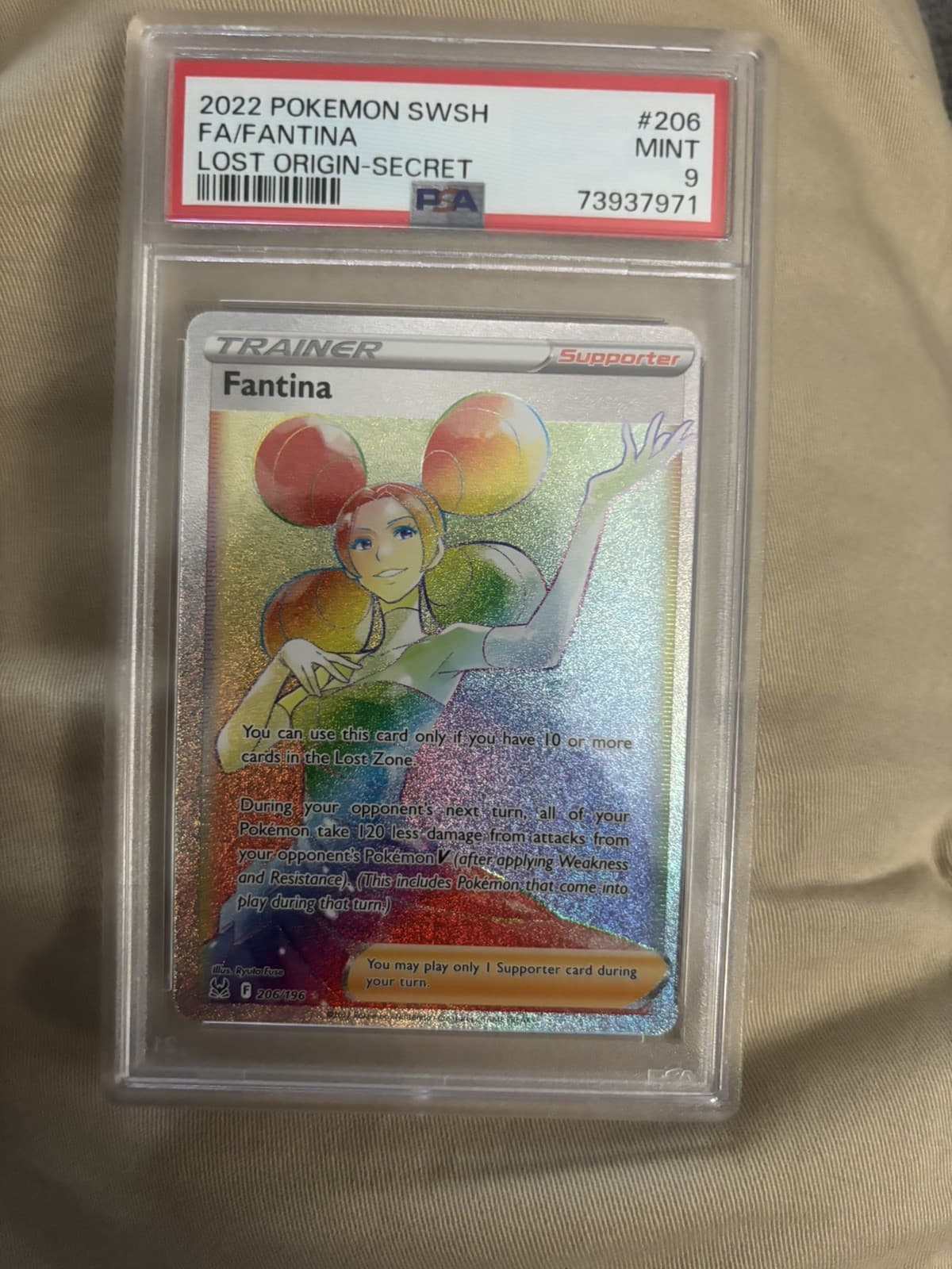 PSA 9 Mint.  Fantina Pokemon (2022) Lost Origin - 206/196