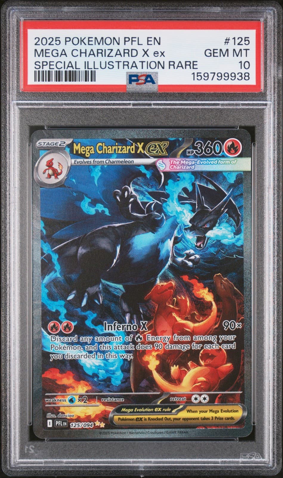 2025 POKEMON PFL EN-PHANTASMAL FLAMES #125 MEGA CHARIZARD X EX PSA 10