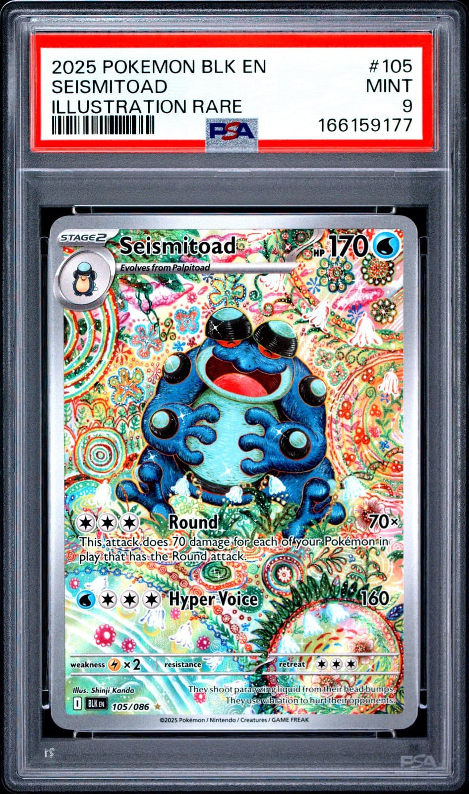 2025 POKEMON BLK EN-BLACK BOLT ILLUSTRATION RARE #105 SEISMITOAD PSA 9