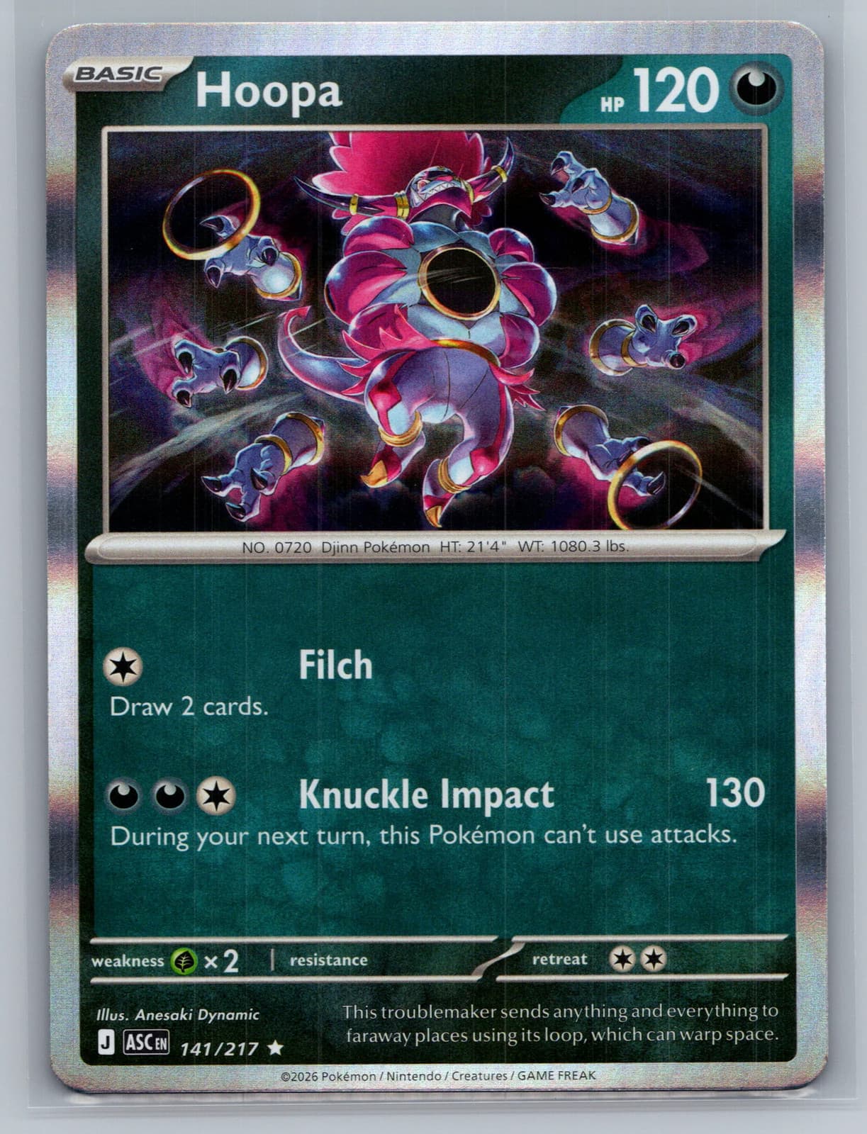Hoopa 141/217 Ascended Heroes Holo Rare Pokemon TCG NM — photo 1 of 2