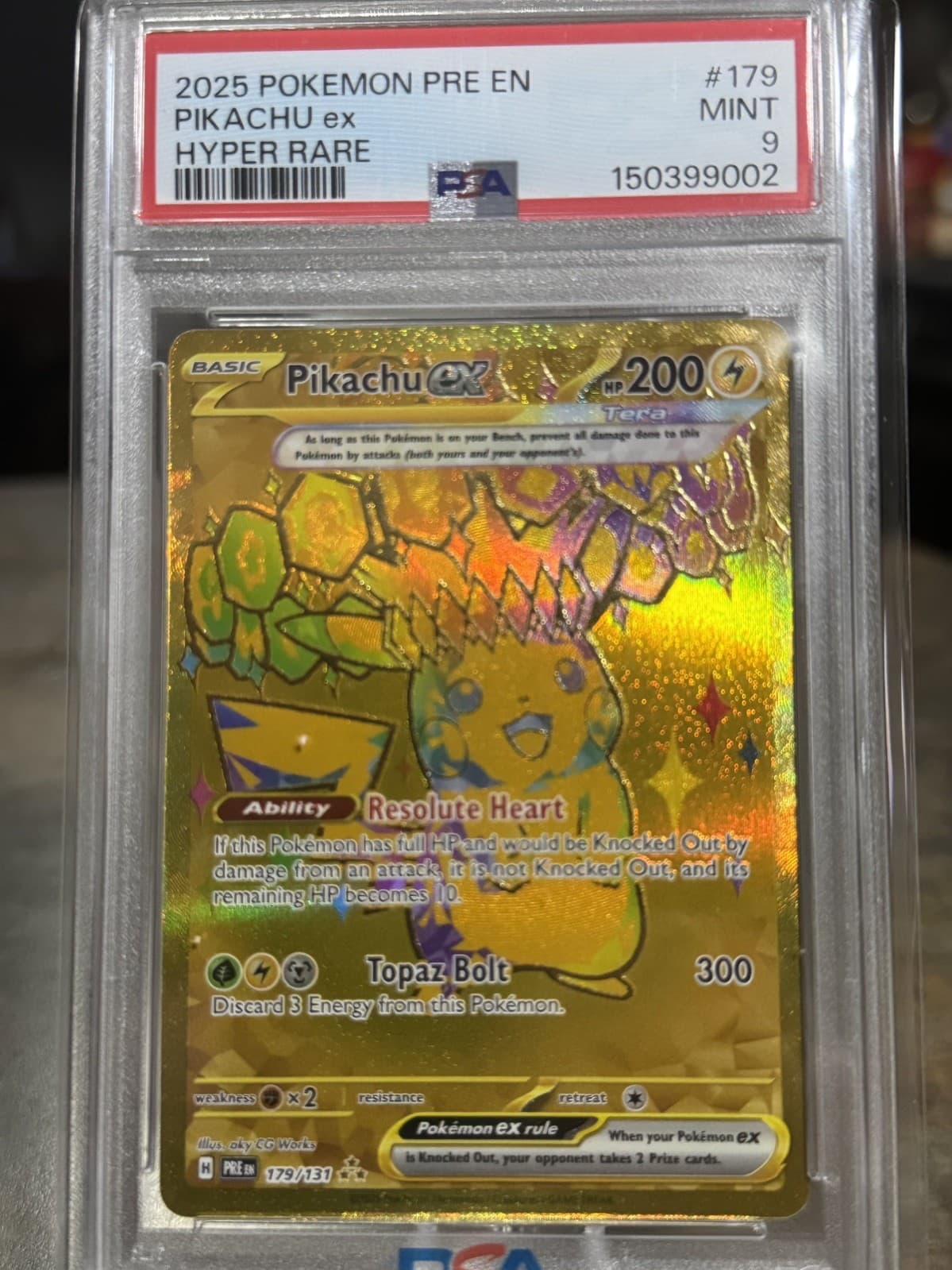 PSA 9 Pikachu ex 179/131 Sv: Prismatic Evolutions Hyper Rare Holo 2025