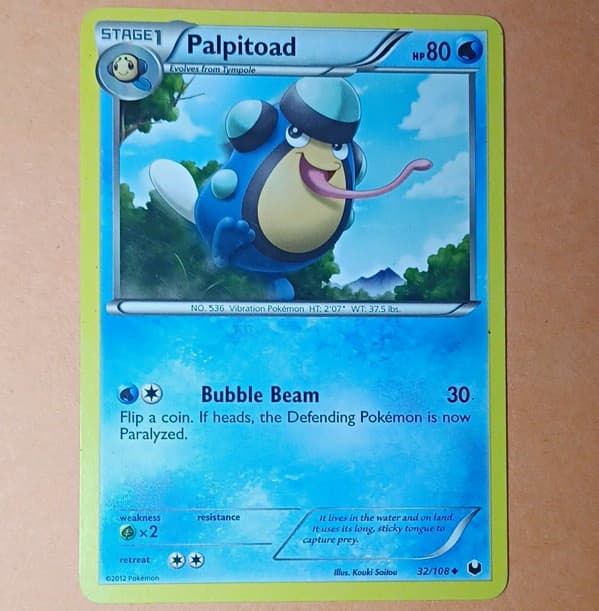 Pokémon Palpitoad 32/108 Dark Explorers Uncommon Regular English 80 HP 2012
