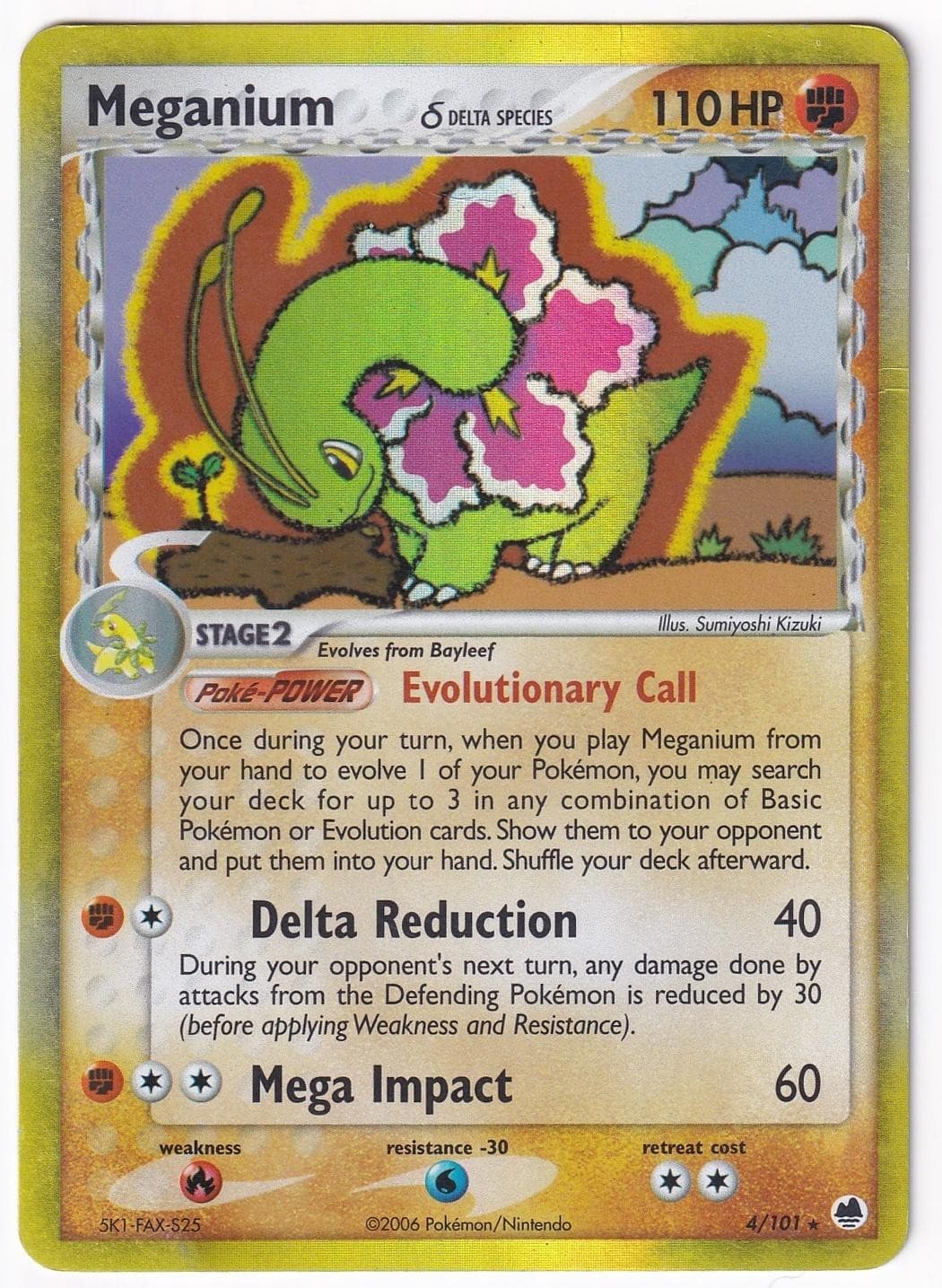 Pokemon TCG Meganium 4/101 Holo Rare Dragon Frontiers HP
