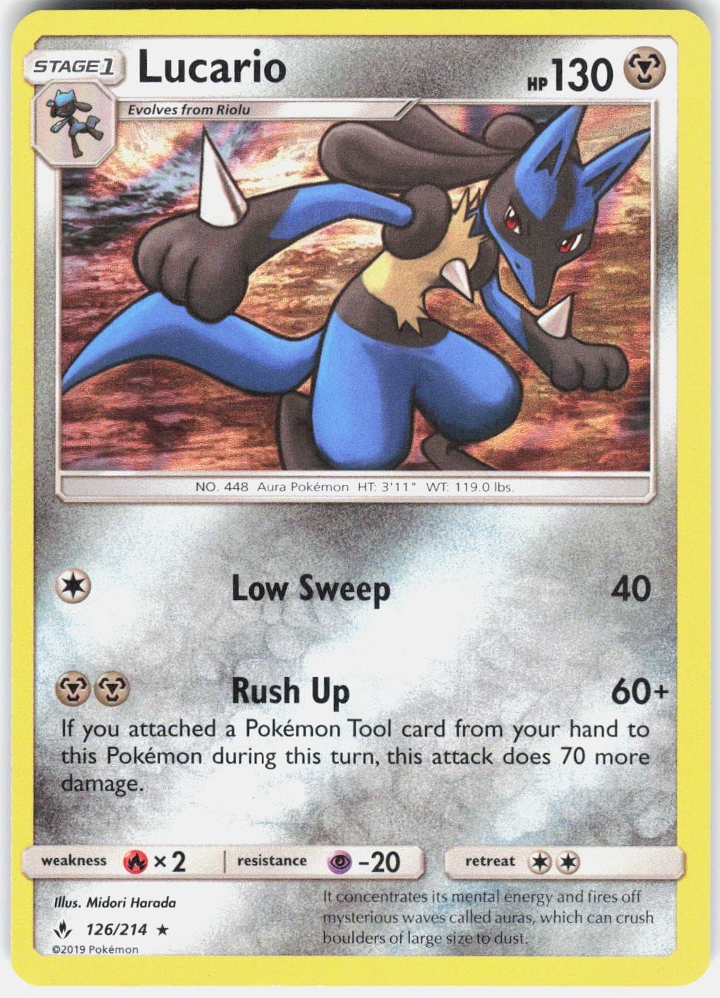 Lucario 126/214 Holo Rare Unbroken Bonds Pokemon Holo Near Mint