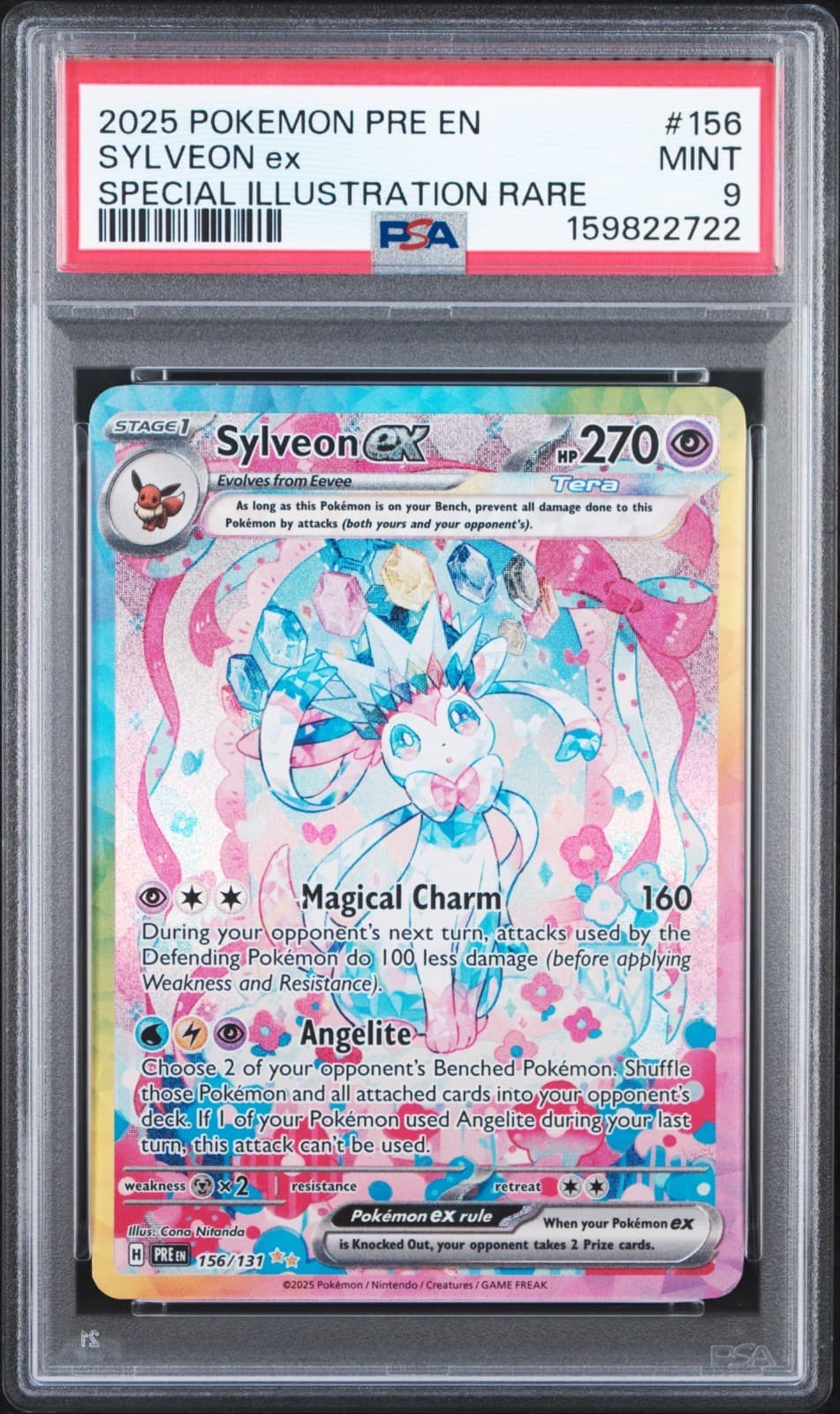 SYLVEON EX PSA 9 2025 POKEMON PRISMATIC EVOLUTIONS #156/131 SIR RARE 5473