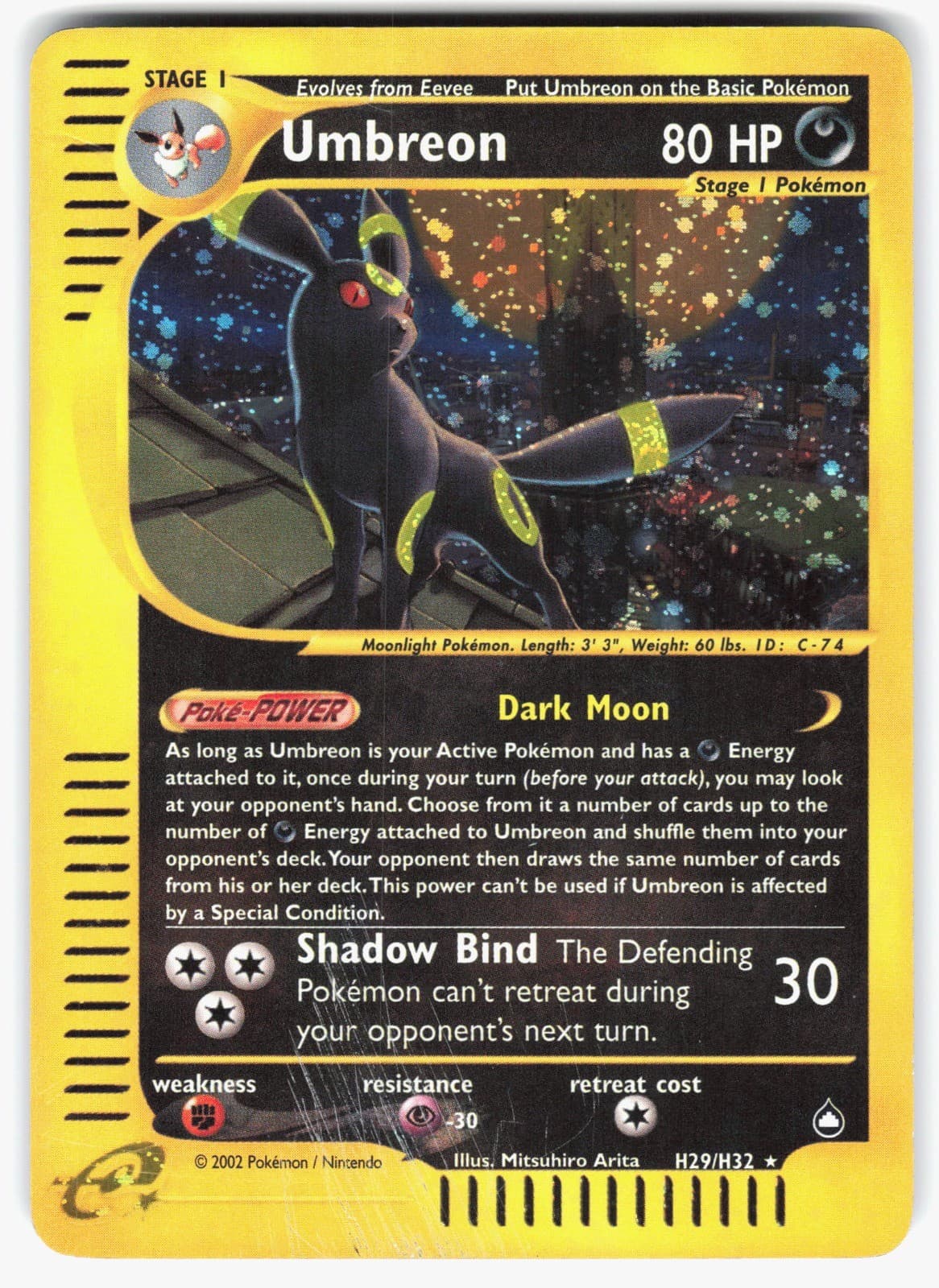 Umbreon (H29) Holo Rare Aquapolis H29/H32 HP