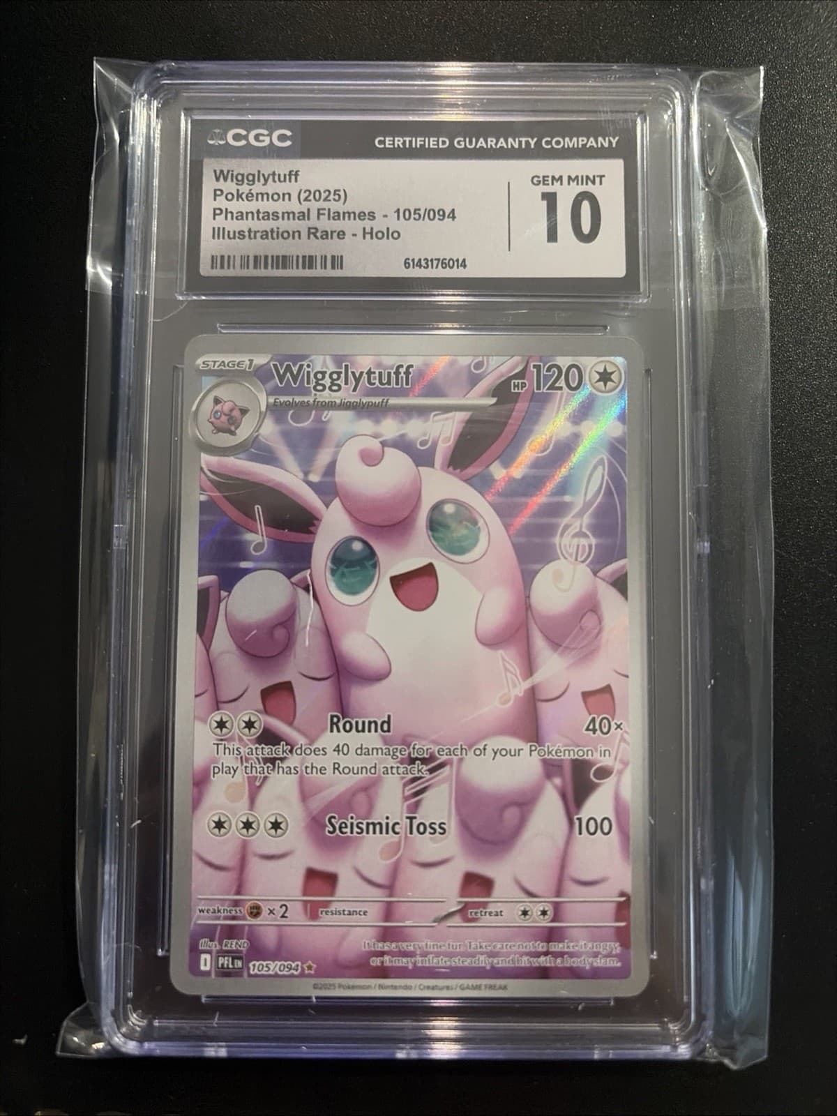 Pokemon TCG Wigglytuff 105/094 Phantasmal Flames IR Holo Eng CGC 10 2025